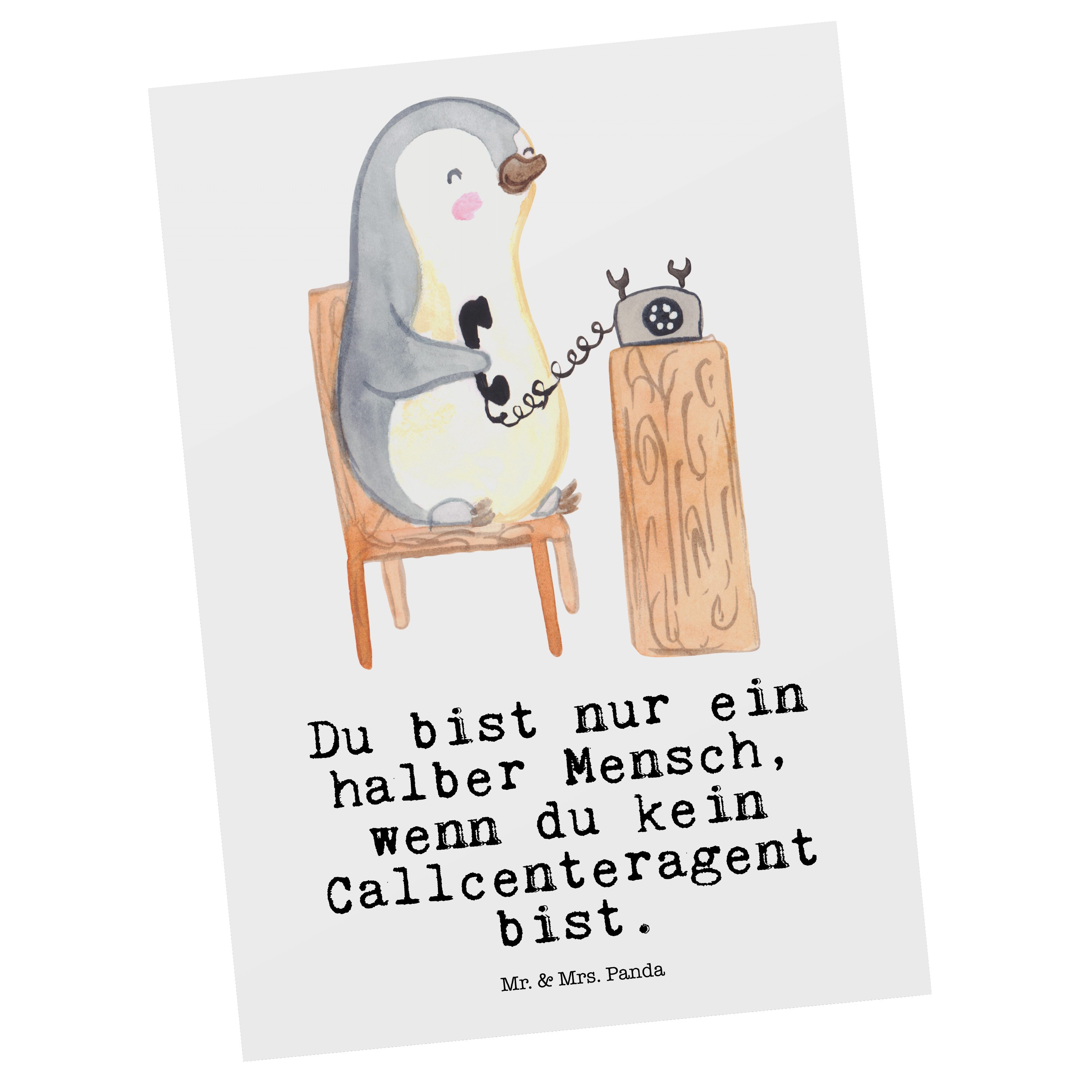 Mr. & Mrs. Panda Postkarte Callcenteragent mit Herz - Weiß - Geschenk, Ansichtskarte, telko, Dan