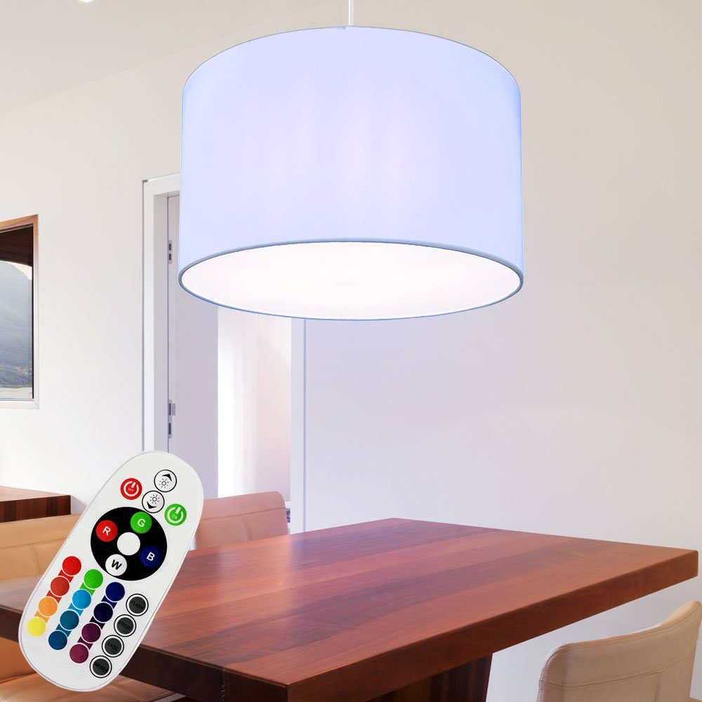 LED-Hängeleuchte, dimmbar Fernbedienung Farbwechsel, RGB inklusive, weiß Pendelleuchte Warmweiß, Globo Textil LED Hängeleuchte Leuchtmittel