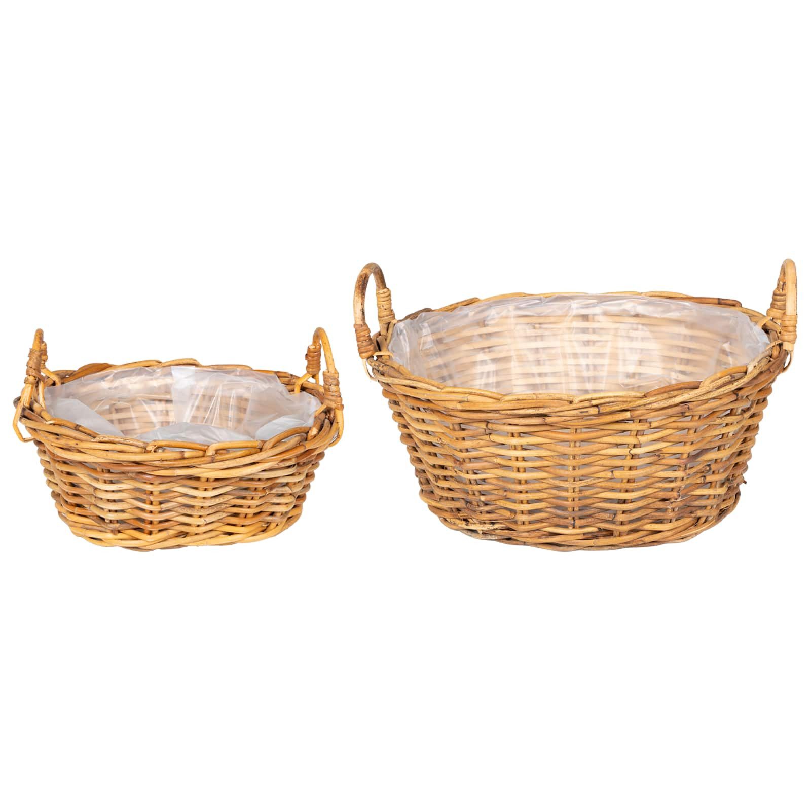 vidaXL Aufbewahrungskorb Blumentopfkorb mit Speicher 2 Stk. Naturbraun Kubu Rattan (2 St)