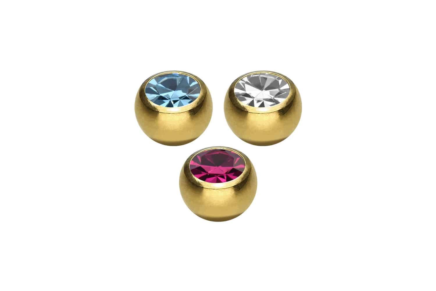 PIERCINGLINE Piercing-Set SET Chirurgenstahl Schraubkugel KRISTALL (Schraub-Aufsätze, 3erSET1 = 1,6 mm Gewinde)