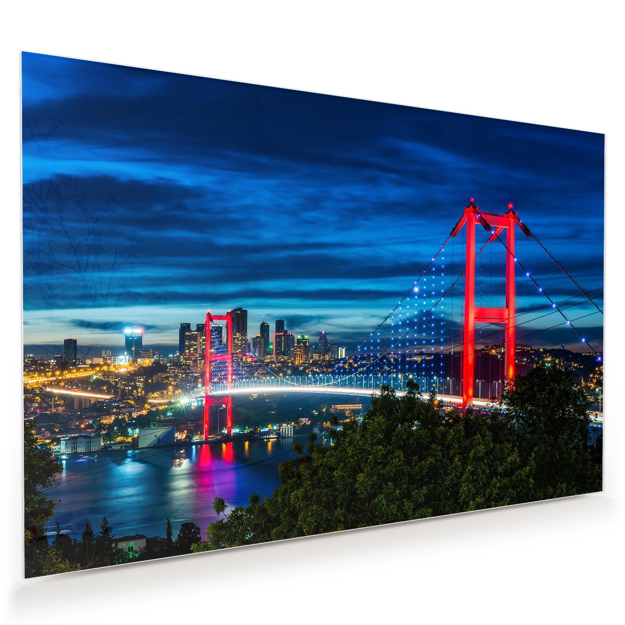 Primedeco Glasbild Wandbild Panorama Istanbul, Sunset mit Aufhängung, Städte & Länder