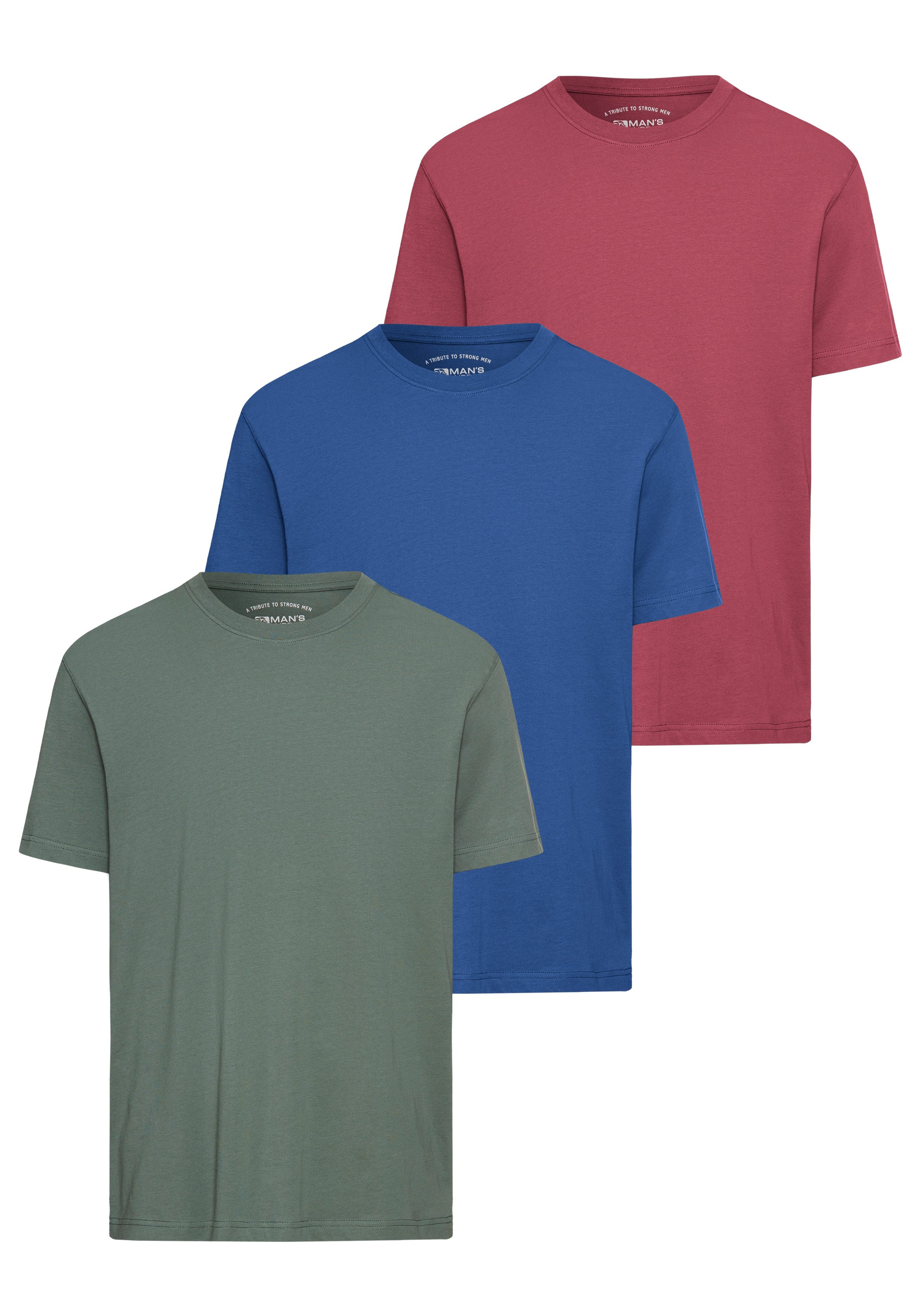 Man's World T-Shirt neue Farben! (3er-Pack) Kurzarm, unifarben, Rundhals, a günstig online kaufen