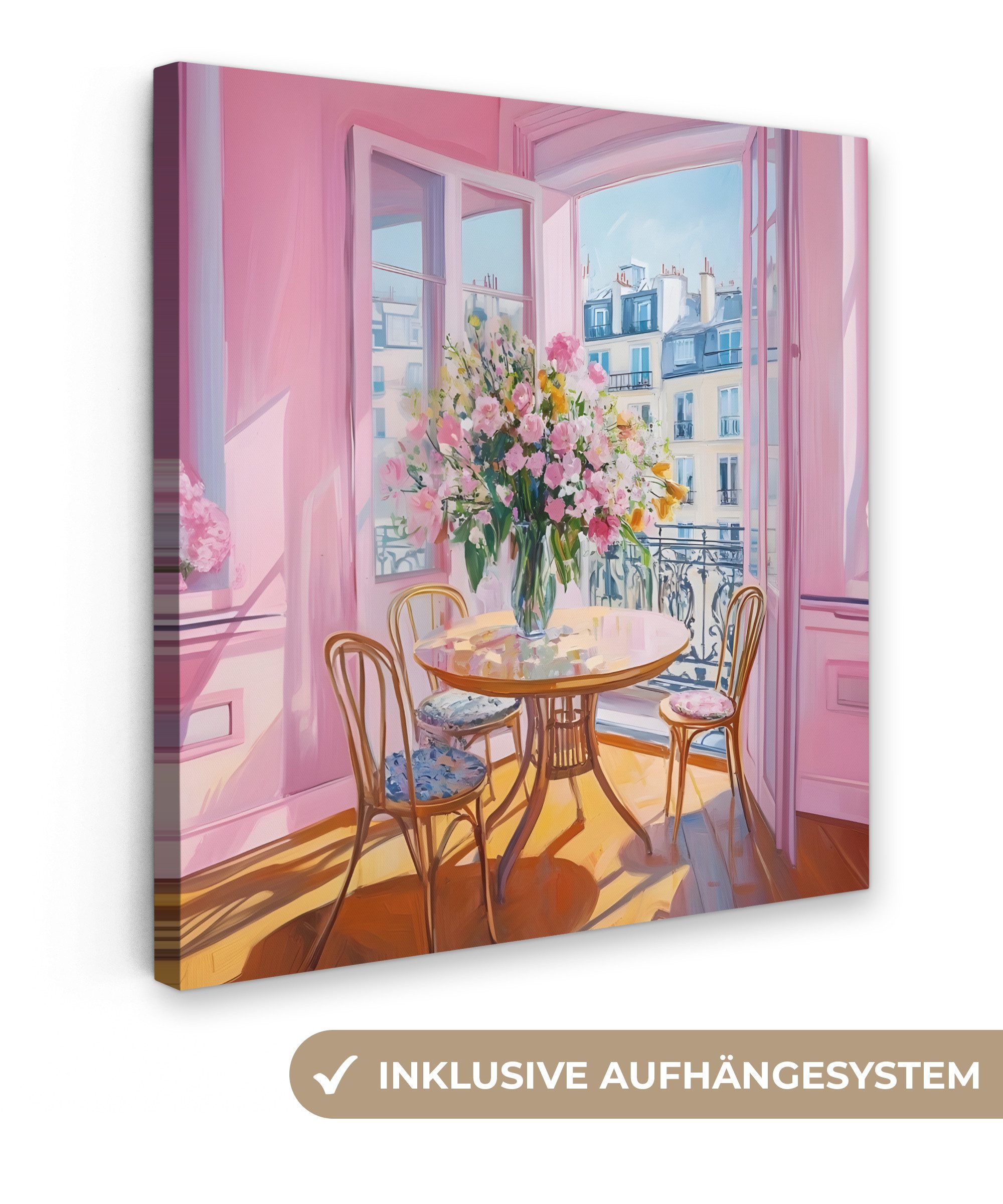 OneMillionCanvasses® Leinwandbild Rosa - Stadt - Blumen, Fotodruck (1 St), günstig online kaufen