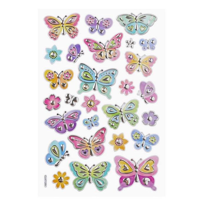 HobbyFun Sticker Sticker XL metallic Schmetterlinge 14 5x22cm