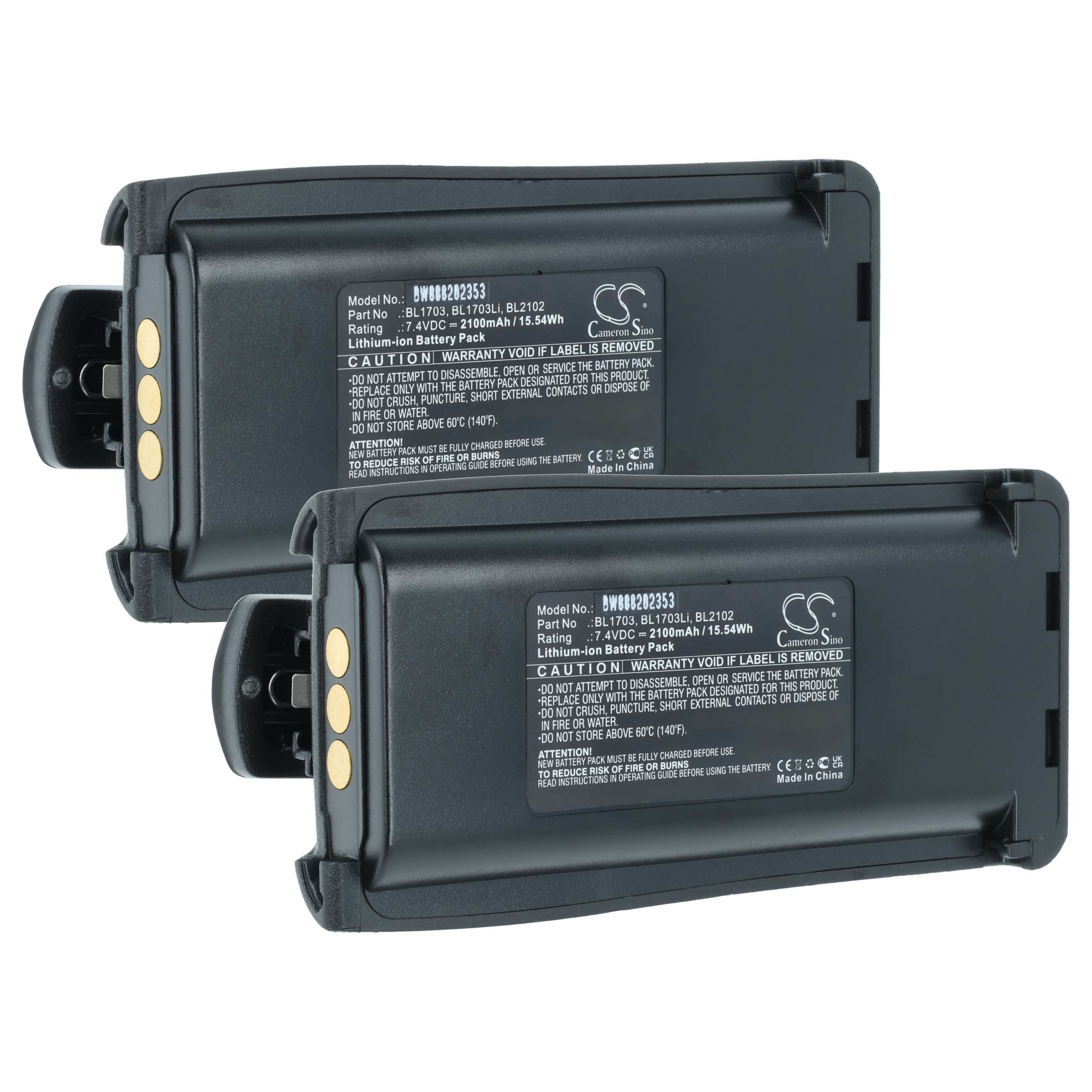 vhbw Akku passend für Relm RPV7500, RPU7500 Funkgerät (2100 mAh, 7,4 V, Akku Akku Li-Ion 2100 mAh (7,4 V, 2 St), Leistungsfähige Austausch-Akkus für Ihr Funkgerät, Walkie-Talkie
