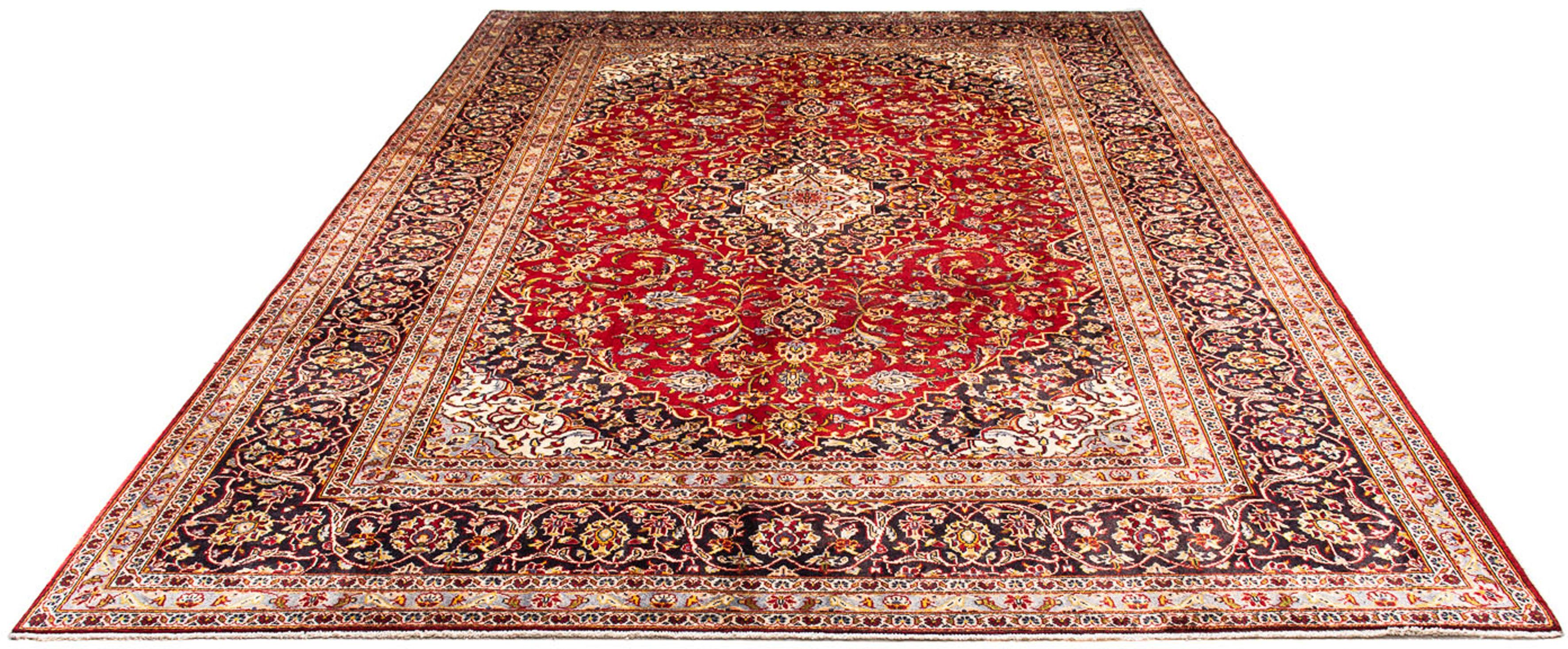 Orientteppich Perser - Keshan - 353 x 251 cm - rot, morgenland, rechteckig, Höhe: 10 mm, Wohnzimmer, Handgeknüpft, Einzelstück mit Zertifikat