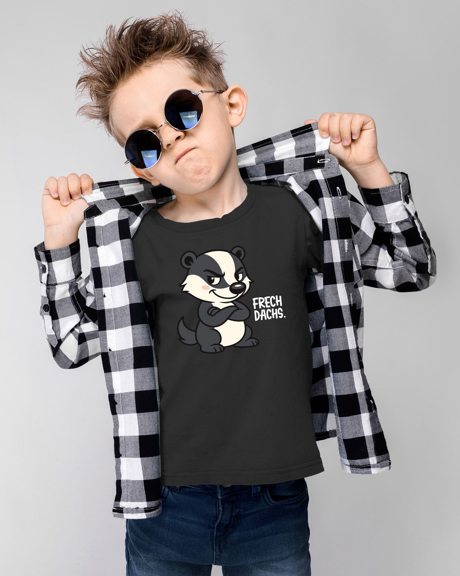 MoonWorks Print-Shirt Kinder T-Shirt Jungen mit Aufdruck Frechdachs Spruch lustig