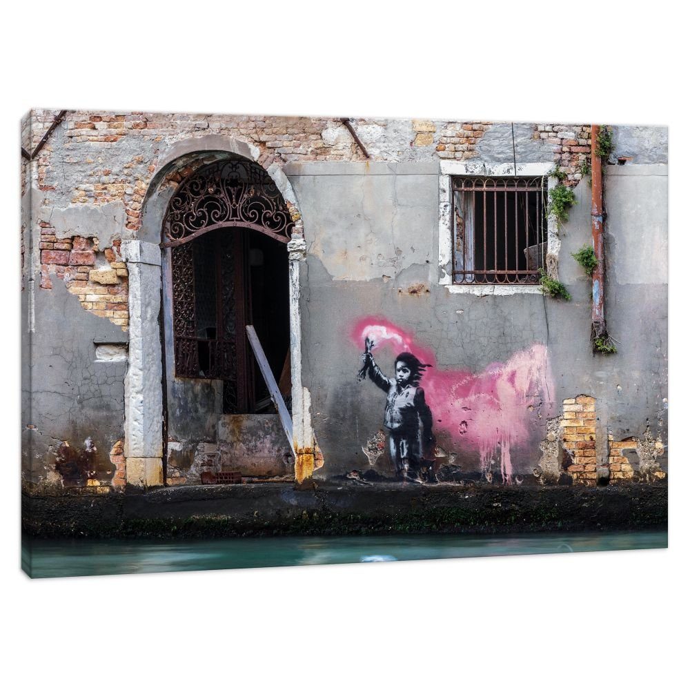 180 x 200 cm), Motiv Banksy Wandtattoo, Junge mit Hund Herren