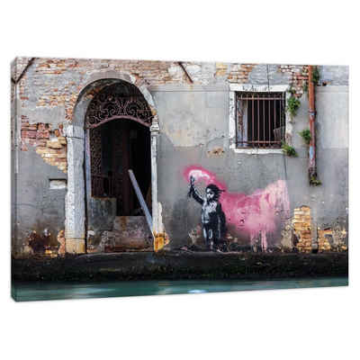Leinwando Gemälde Banksy bilder auf Leinwand / Pink signal / street art wandbilder