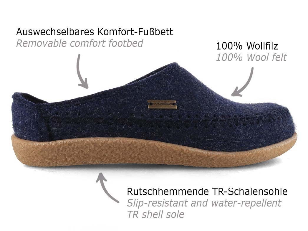 Haflinger Filz-Pantoffel Blizzard Credo Hausschuh mit weitem Einstieg