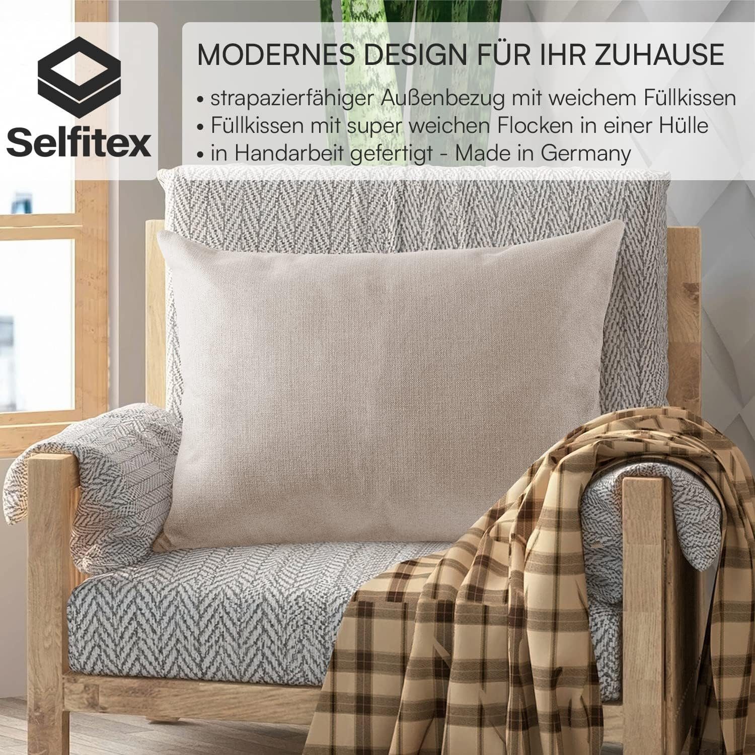 Polster Beige Füllkissen kuschelweiches Art Couch, jeglicher als Selfitex Sofakissen, Rückenkissen, oder 60x80 XXL inkl. für Dekokissen Bett Lesekissen,