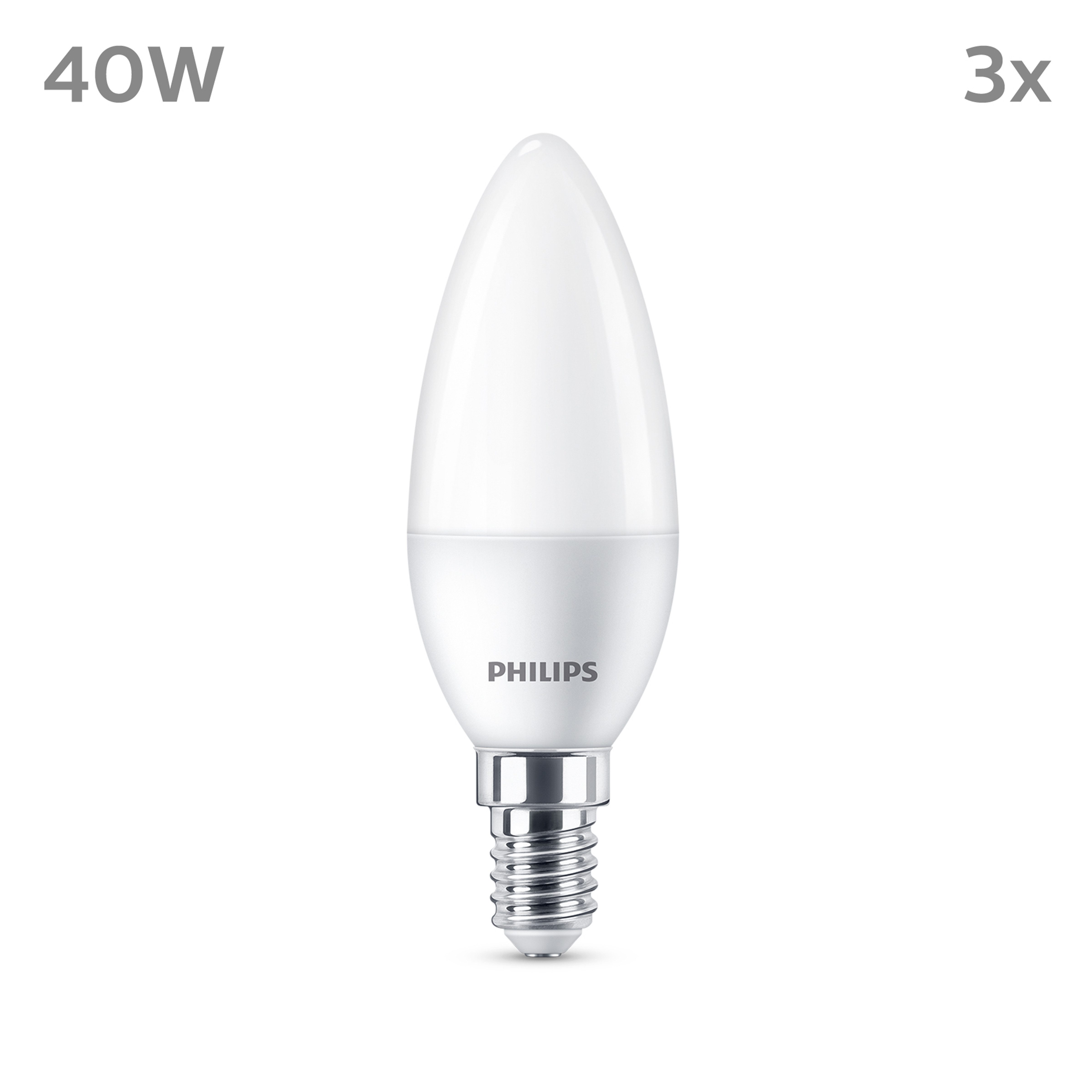 Philips LED-Leuchtmittel 40W Non-Dim, E14, 3 St., Warmweiß