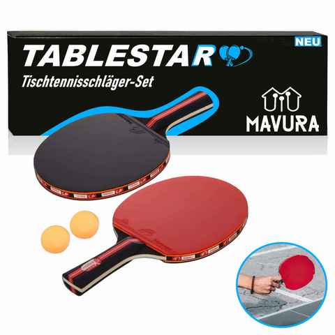 MAVURA Tischtennisschläger TABLESTAR Tischtennis Schläger Profi Set Tischtennisschläger, Tischtennis 2 Schläger mit 2 Bällen Set Ping Pong