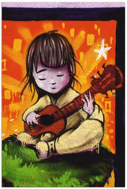 Artland Wandbild »Junge mit Gitarre - Graffiti«, Kind (1 Stück), in vielen Größen & Produktarten - Alubild / Outdoorbild für den Außenbereich, Leinwandbild, Poster, Wandaufkleber / Wandtattoo auch für Badezimmer geeignet-Otto