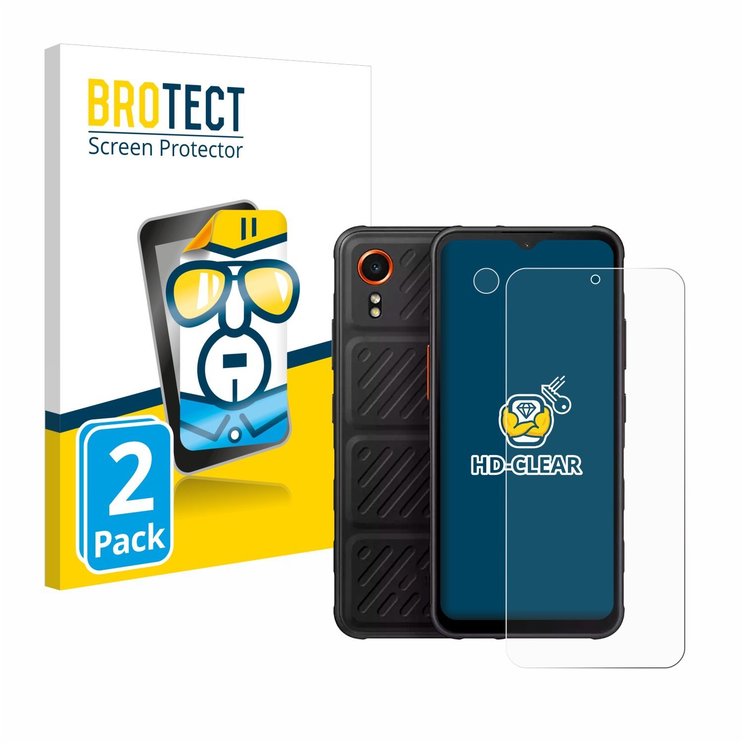 BROTECT Displayschutzfolie Schutzfolie für Samsung Galaxy XCover 7 (Display+Kamera), 2 Stück, Displayschutz Schutz Folie Klar Transparent