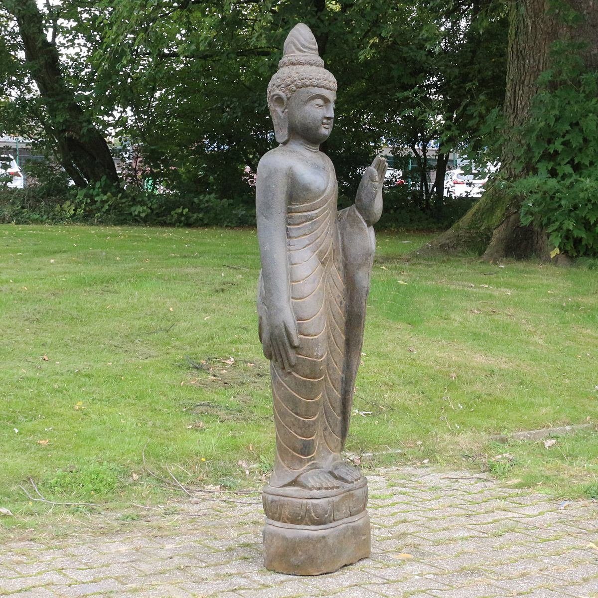 Steinfigur im 175 Figur St), Ursprungsland Hand cm (1 Greenstone stehend in Oriental Buddha Antik traditionelle Herstellung Dekofigur Galerie Handarbeit up