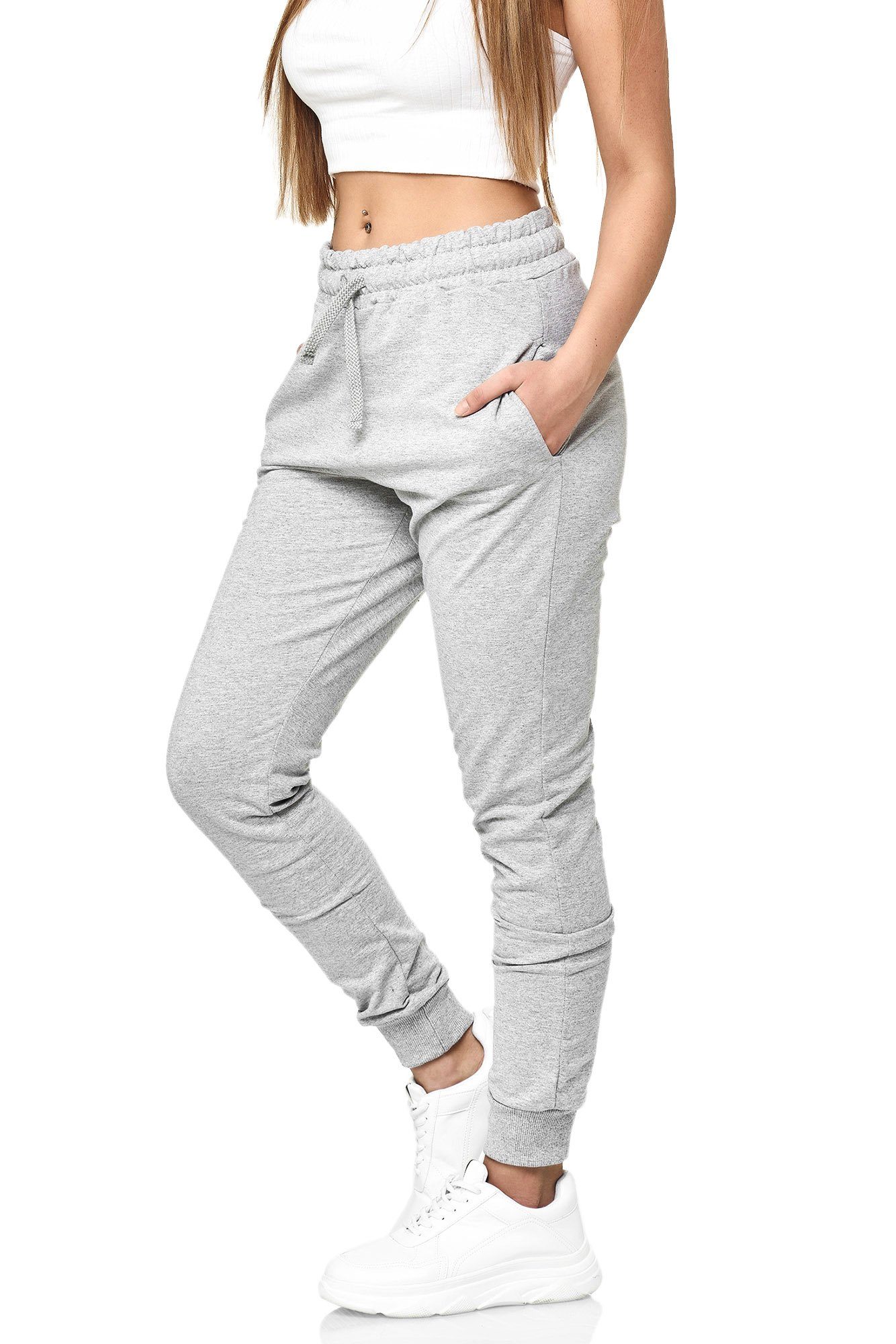 L.gonline Jogginghose Damen x240 Jogginghose, Freizeit Freizeithose, Fitness (Sweatpants, Unicolor, Casual Grau 1-tlg)