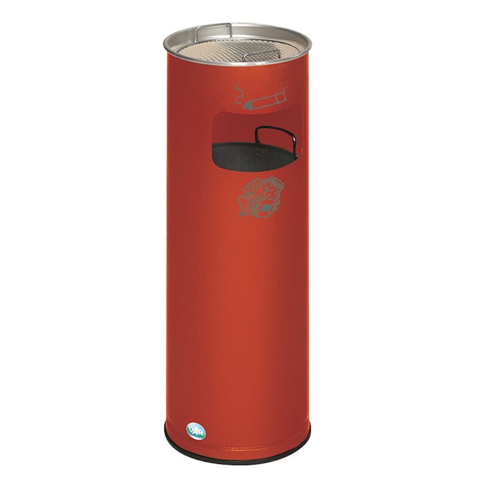 PROREGAL® Aschenbecher Klassischer Kombiascher rund 66x23x23cm Rot