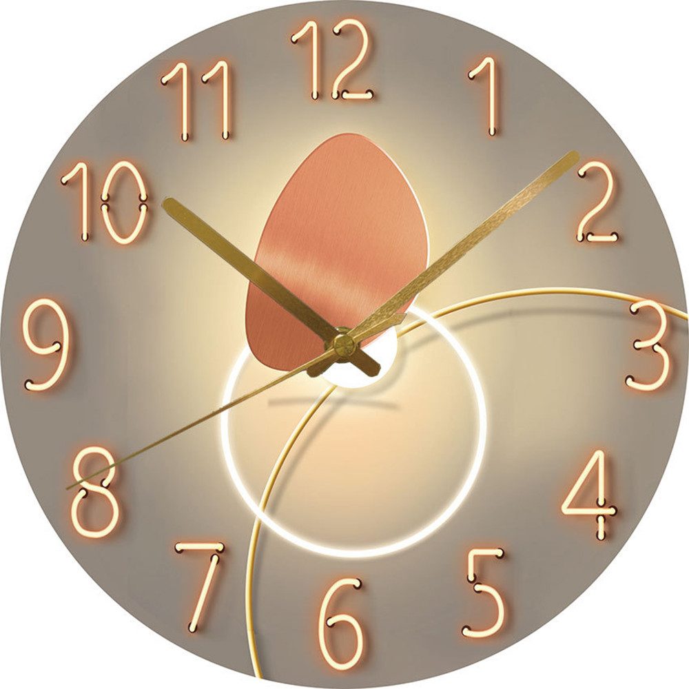 MOPUEA Wanduhr Moderne Glasuhr aus Gehärtetem Glas Elegante Uhr 12 zoll (Motiv Schwingungen im Licht Wanduhr für Wohnzimmer & Küche)