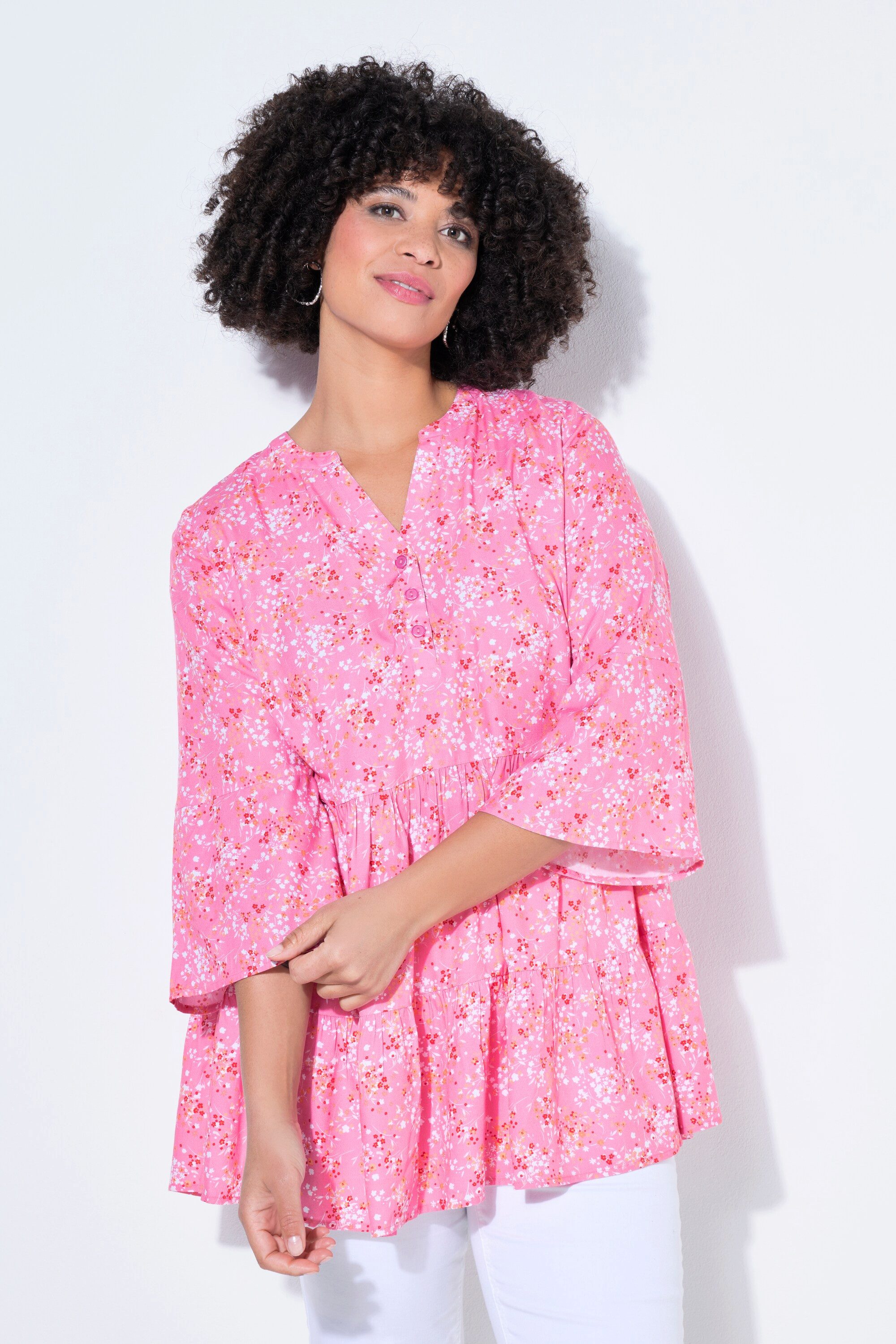 Angel of Style Tunika Tunika A-Linie Blümchen Volants