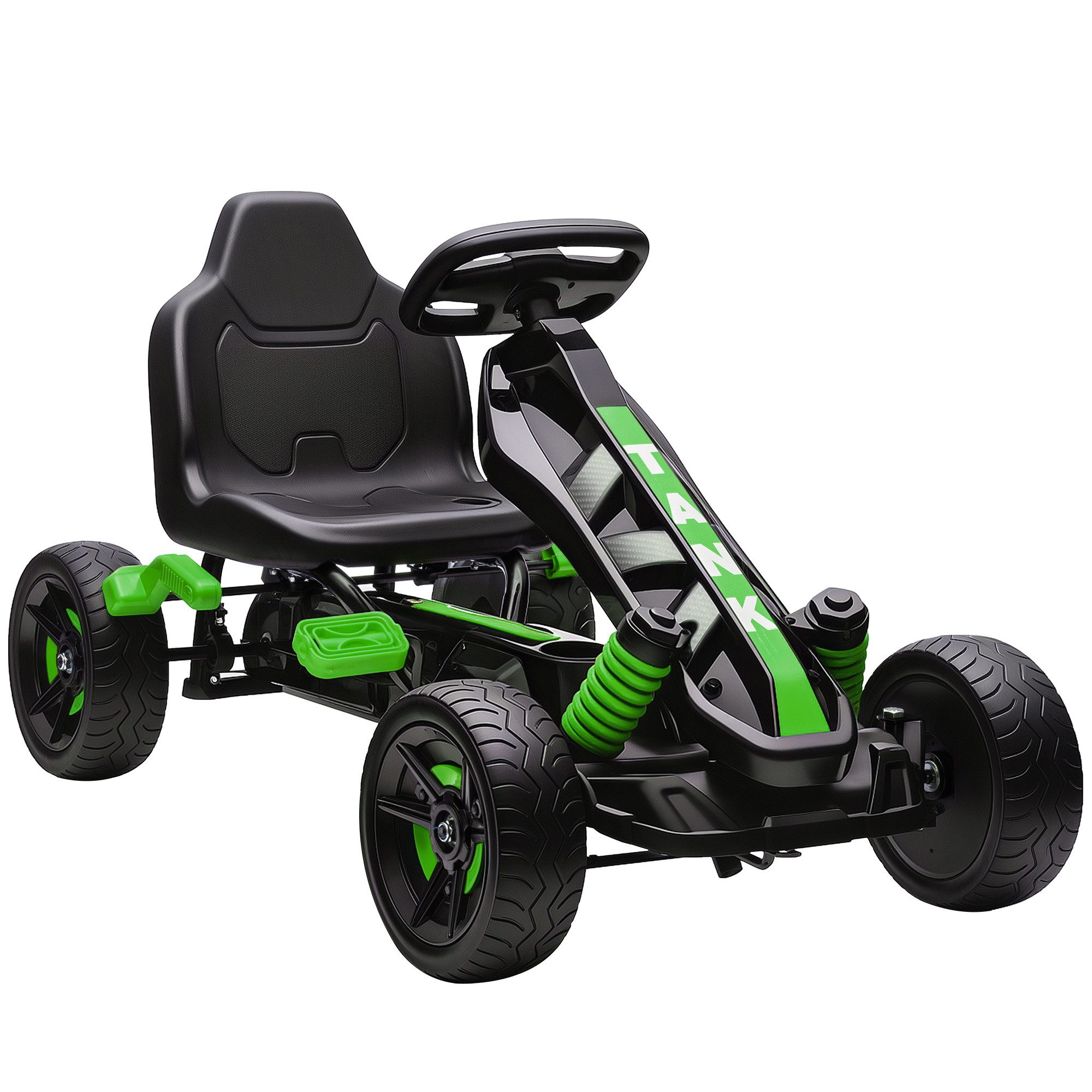 AIYAPLAY Go-Kart Tretauto mit Handbremse Automatisches Kupplungssystem, für Kinder 3-6 Jahren Grün