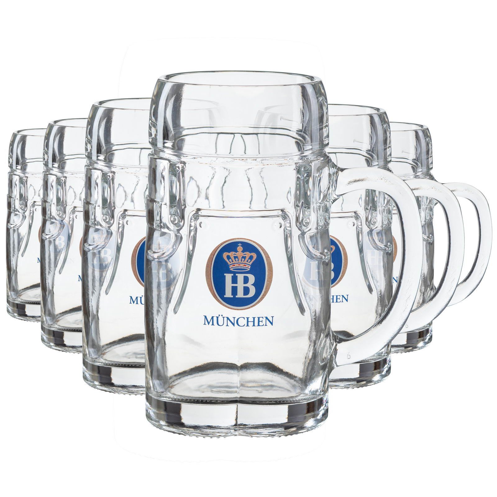 Hofbräuhaus München Bierkrug HB Bierkrug Lederhose, Original Oktoberfest Krug, 6-tlg., robuster Krug, Wiesn-Feeling pur