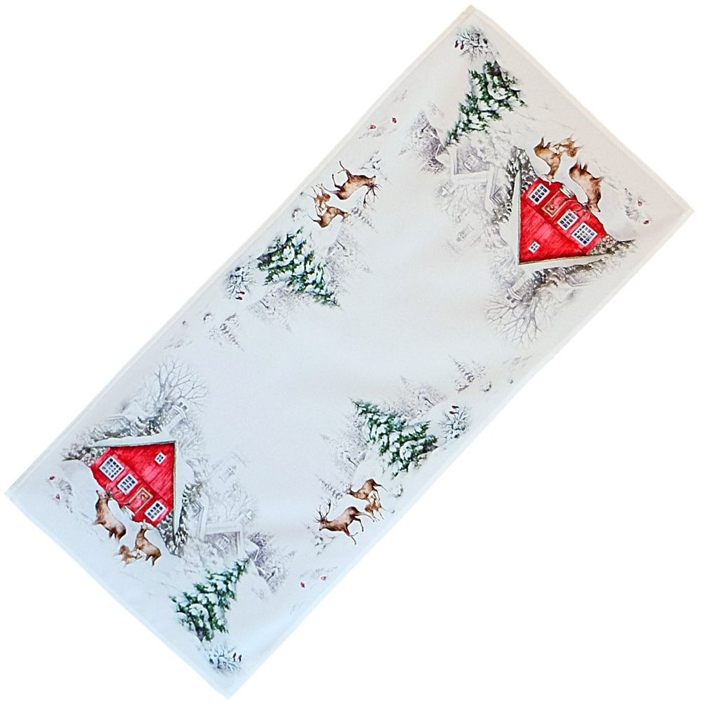 matches21 HOME & HOBBY Tischdecke Tischläufer GRETEL Haus im Wald Druck bunt Polyester 40 x 90 cm (1-tlg), Pflegeleicht & waschbar bei 30 °C