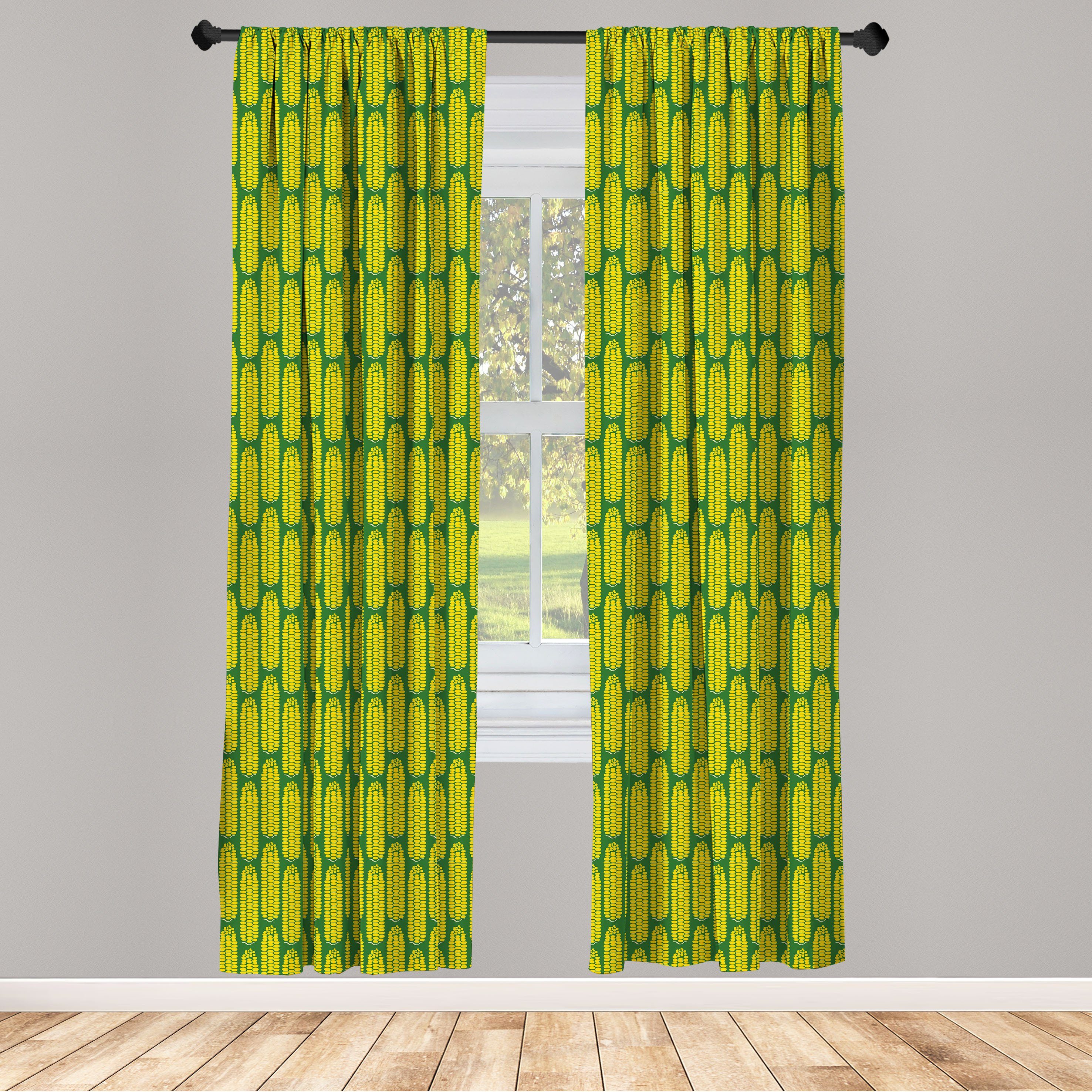 Gardine Vorhang für Wohnzimmer Schlafzimmer Dekor, Abakuhaus, Microfaser, Essen Geometrische Stil Corns Muster