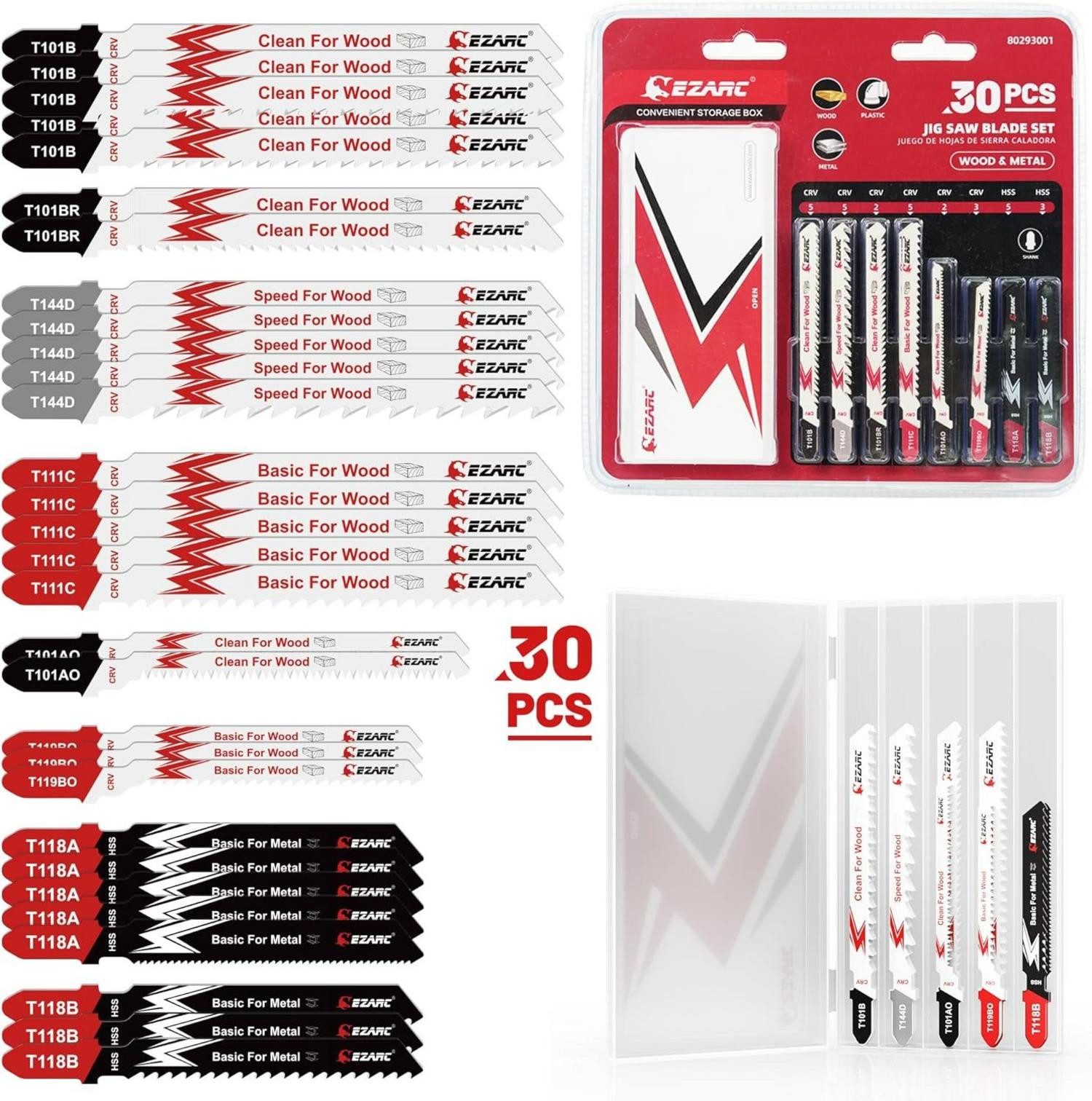 Multitool Stichsägeblatt Set 30tlg mit Aufbewahrungskoffer, T-Schaft