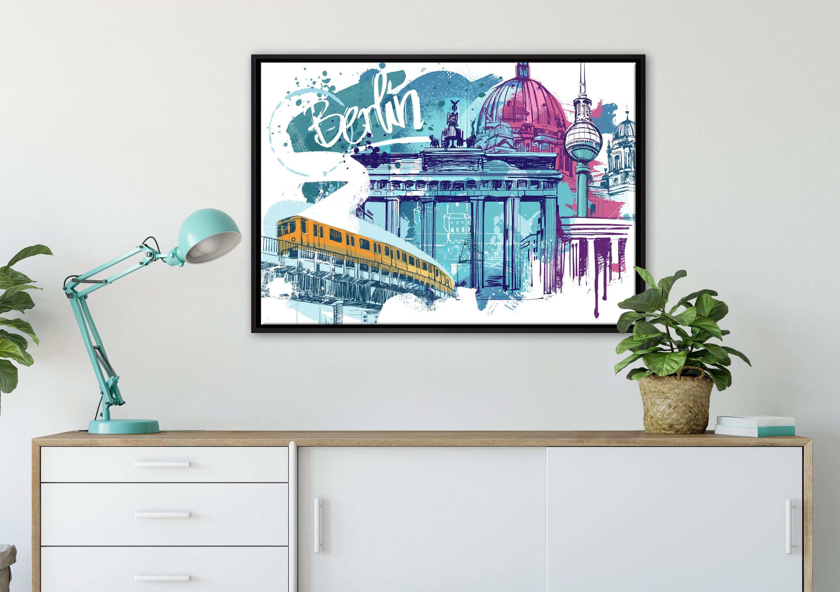 Pixxprint Leinwandbild Berlin und seine Wahrzeichen Abstrakt, Wanddekoratio günstig online kaufen