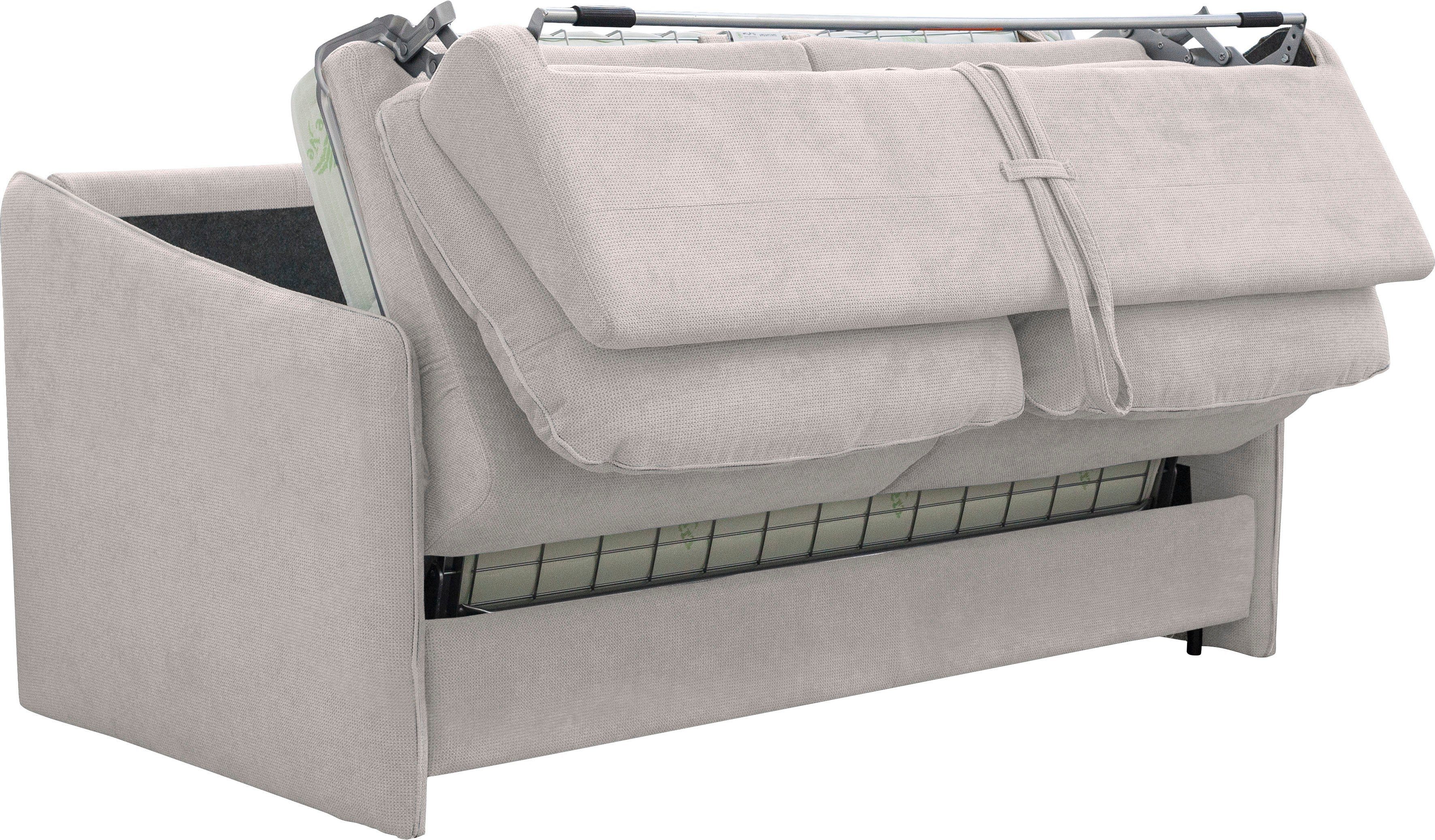 Nias Italia cloud Schlafsofa 140/209 inkl. Forli, Liegefläche klappbaren silver cm und Metallgestell, Matratze