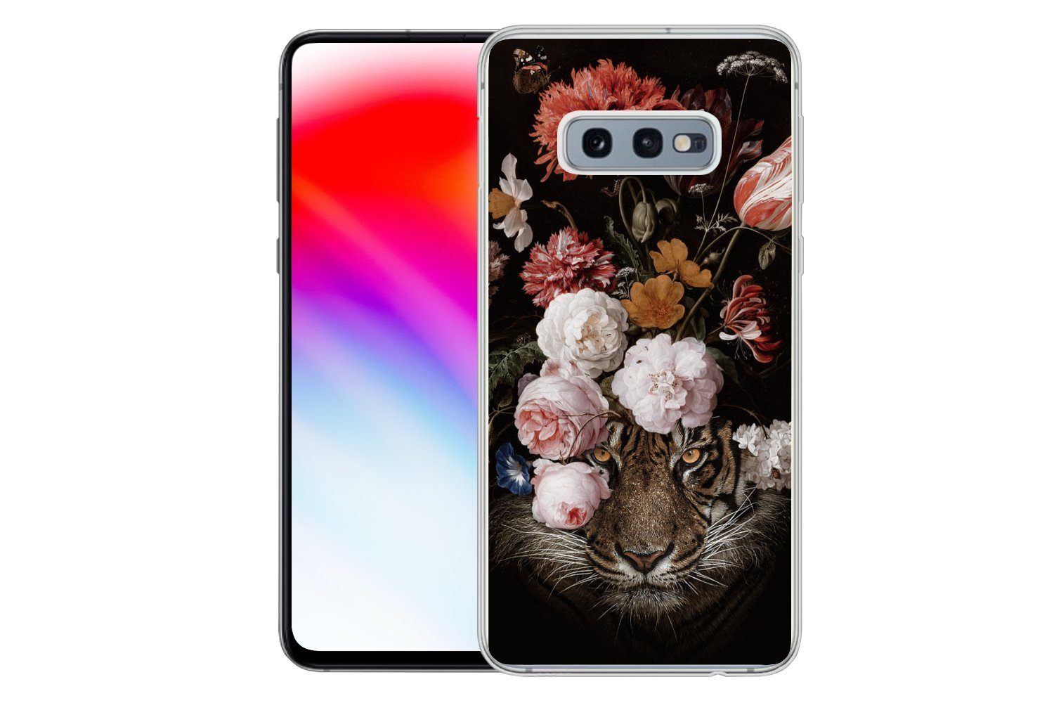MuchoWow Handyhülle für Samsung Galaxy S10e Blumen - Jan Davidsz de Heem - Tiger - Gemälde, Phone Case, Silikon, Schutzhülle Dünn
