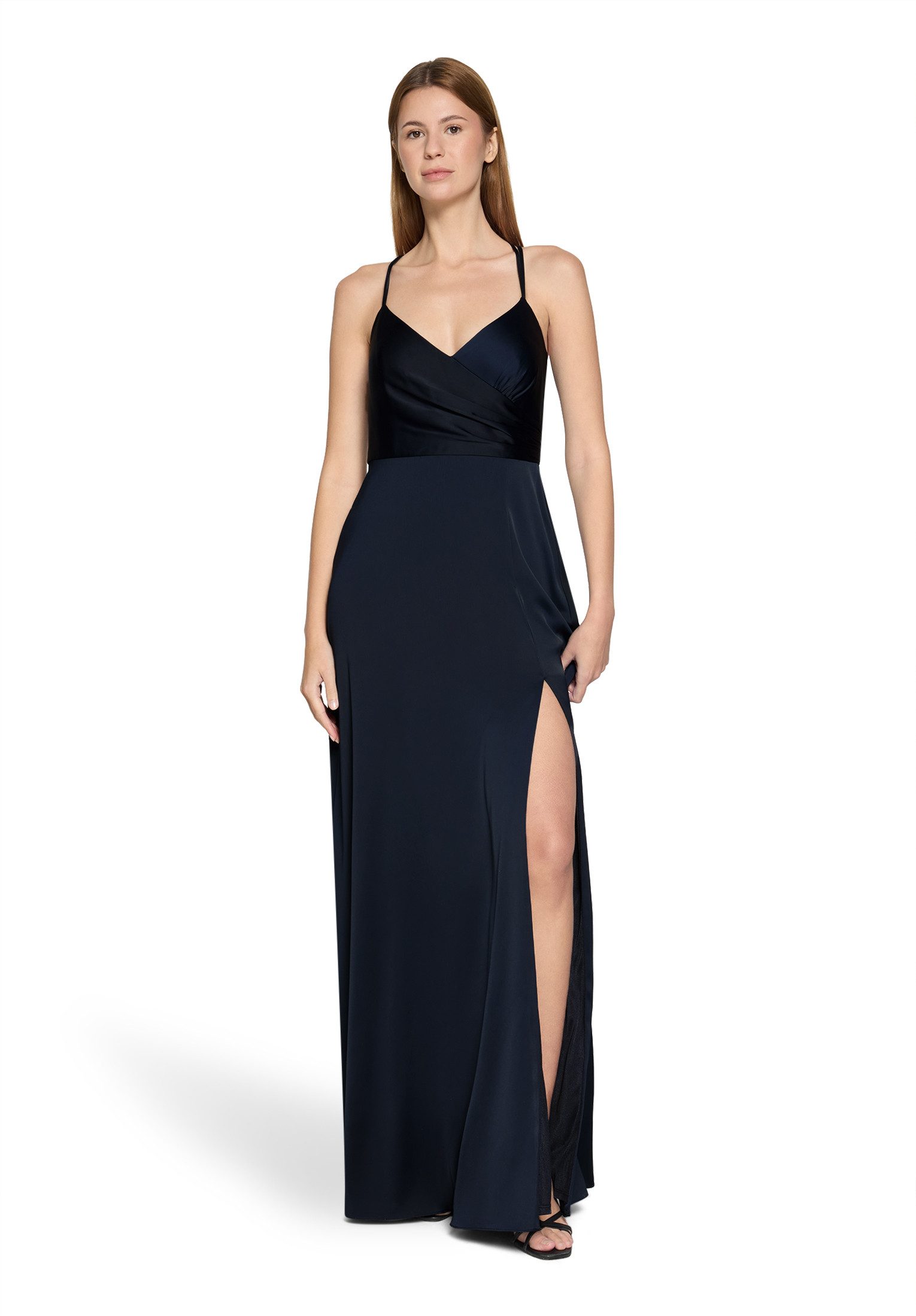 Vera Mont Abendkleid Damen mit V-Ausschnitt, Unser Model ist 175cm gro und  trgt Gre 36