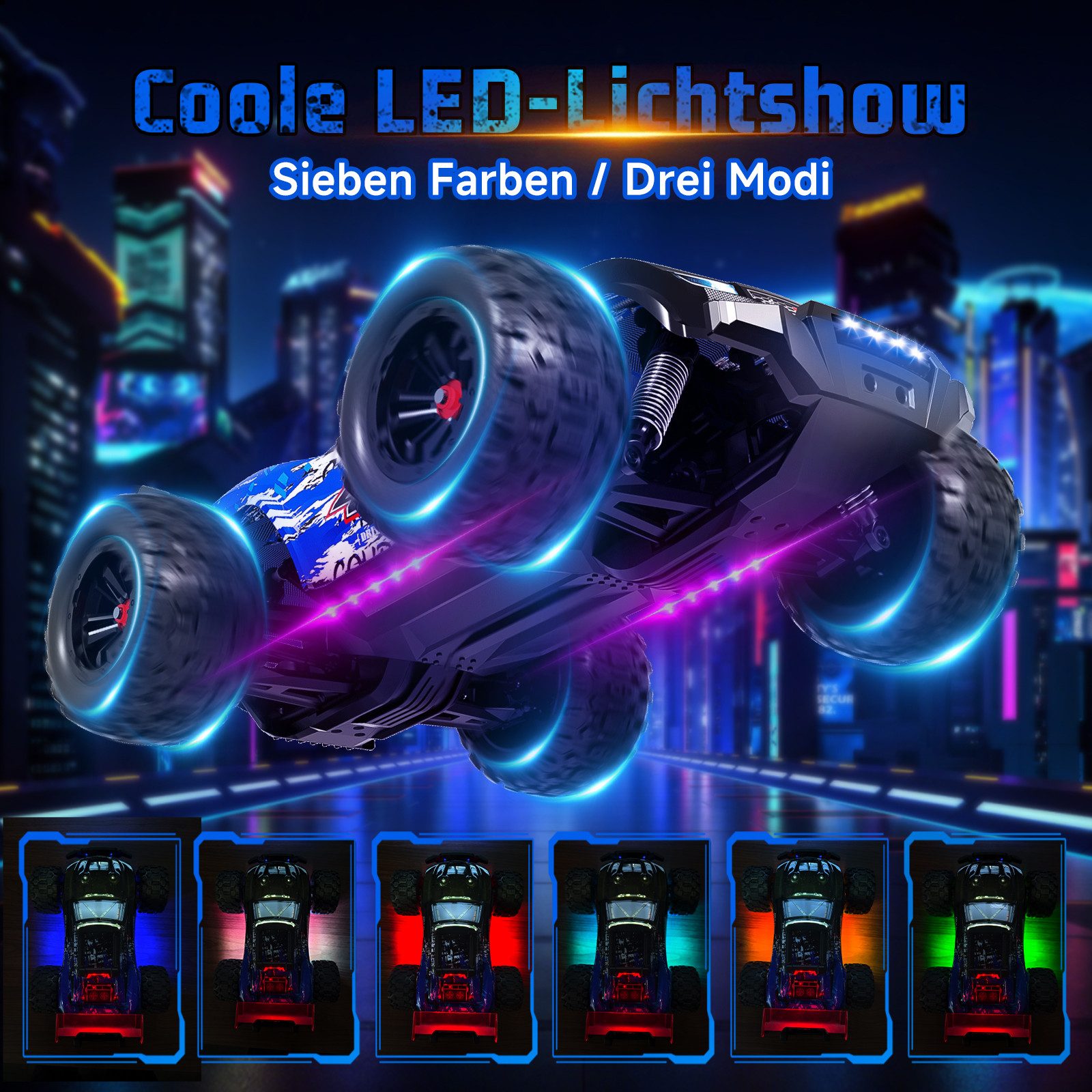 Esun RC-Auto 1:14 Brushless Ferngesteuertes Auto Erwachsene, 50 KM/H RC 4WD Offroad (Set, Komplettset), RC Car mit LED, RC buggy Spielzeug ab 8 9 10 jahre