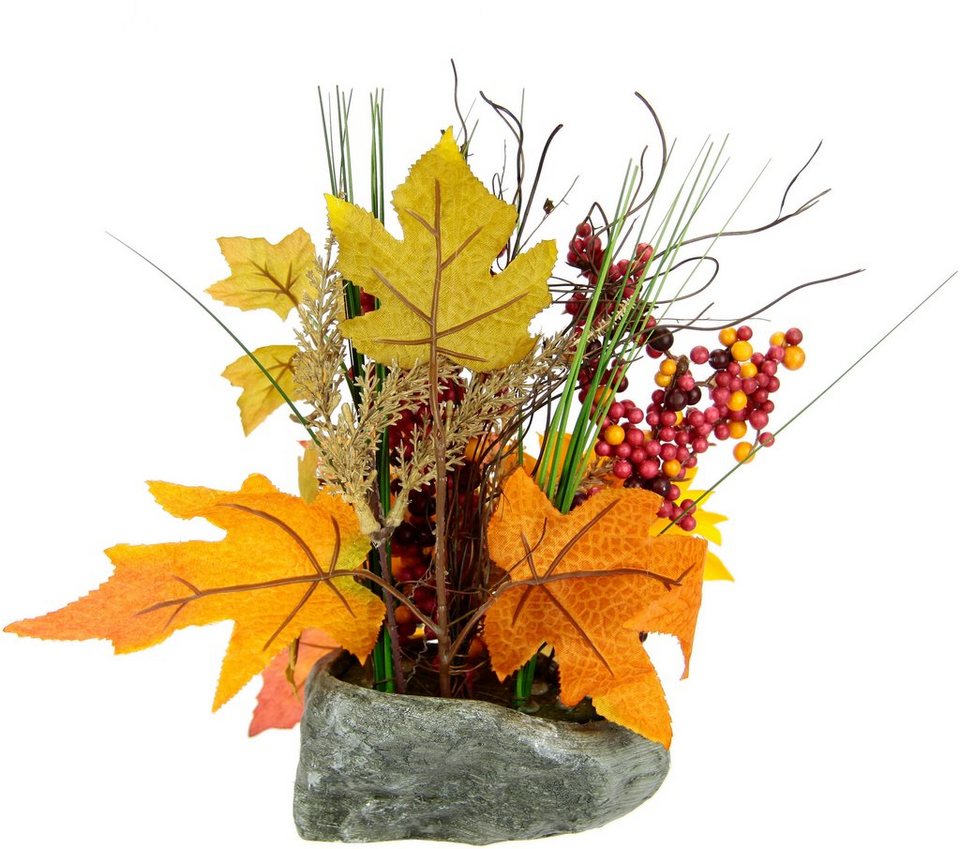 Künstliche Kunstblume aus Herbstgesteck 28 für Höhe Halloween I.GE.A., Deko Blumen auf Sonnenblumen Stein, Gesteck cm, Ornamente