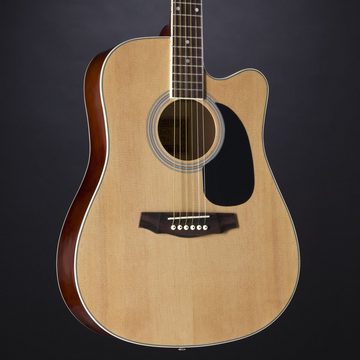 J & D Westerngitarre, D-60 NT Westerngitarre, Akustik-Gitarre für Anfänger und Einsteiger, Acoustic Guitar, Dreadnought mit Cutaway und Natural Fichtendecke, Westerngitarre, Akustik-Gitarre, Dreadnought