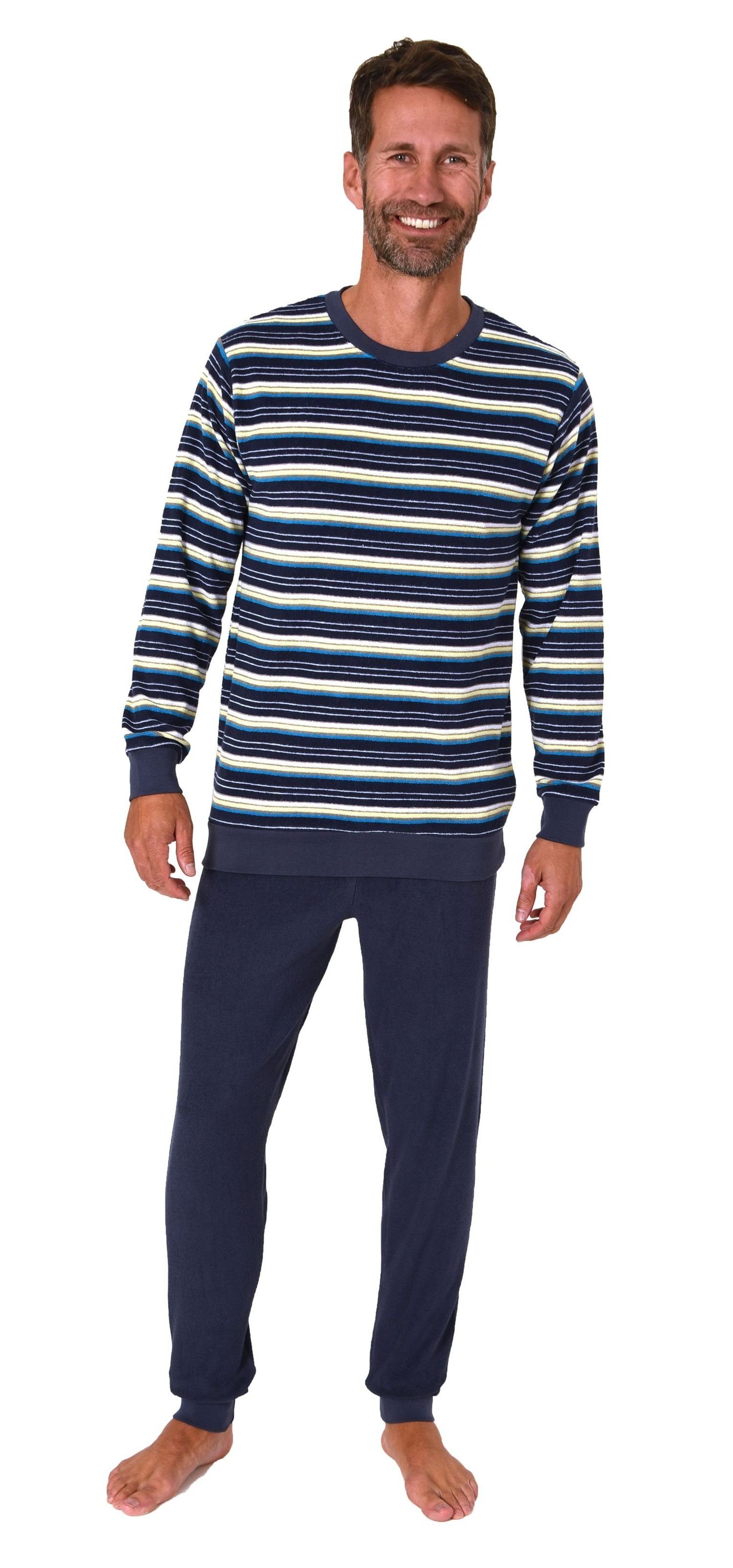 Normann Pyjama Herren langarm Frottee Schlafanzug mit Bündchen - auch in Üb günstig online kaufen