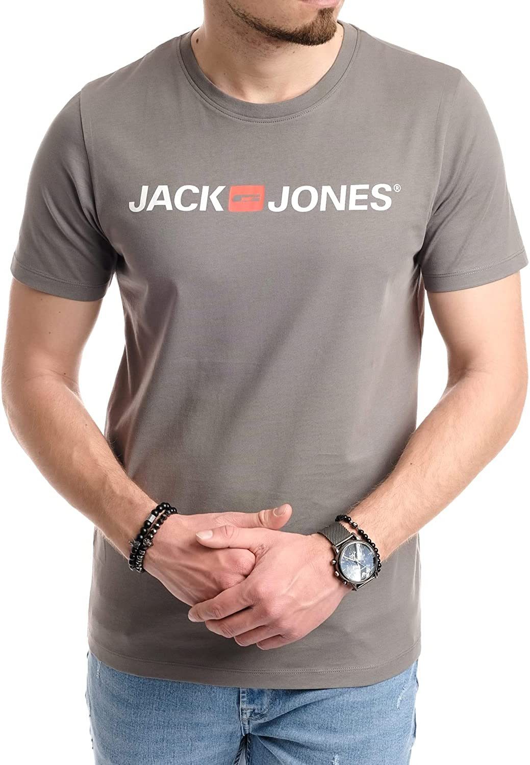Jack & Jones Print-Shirt aus Sedona Baumwolle Sage mit Rundhalsausschnitt
