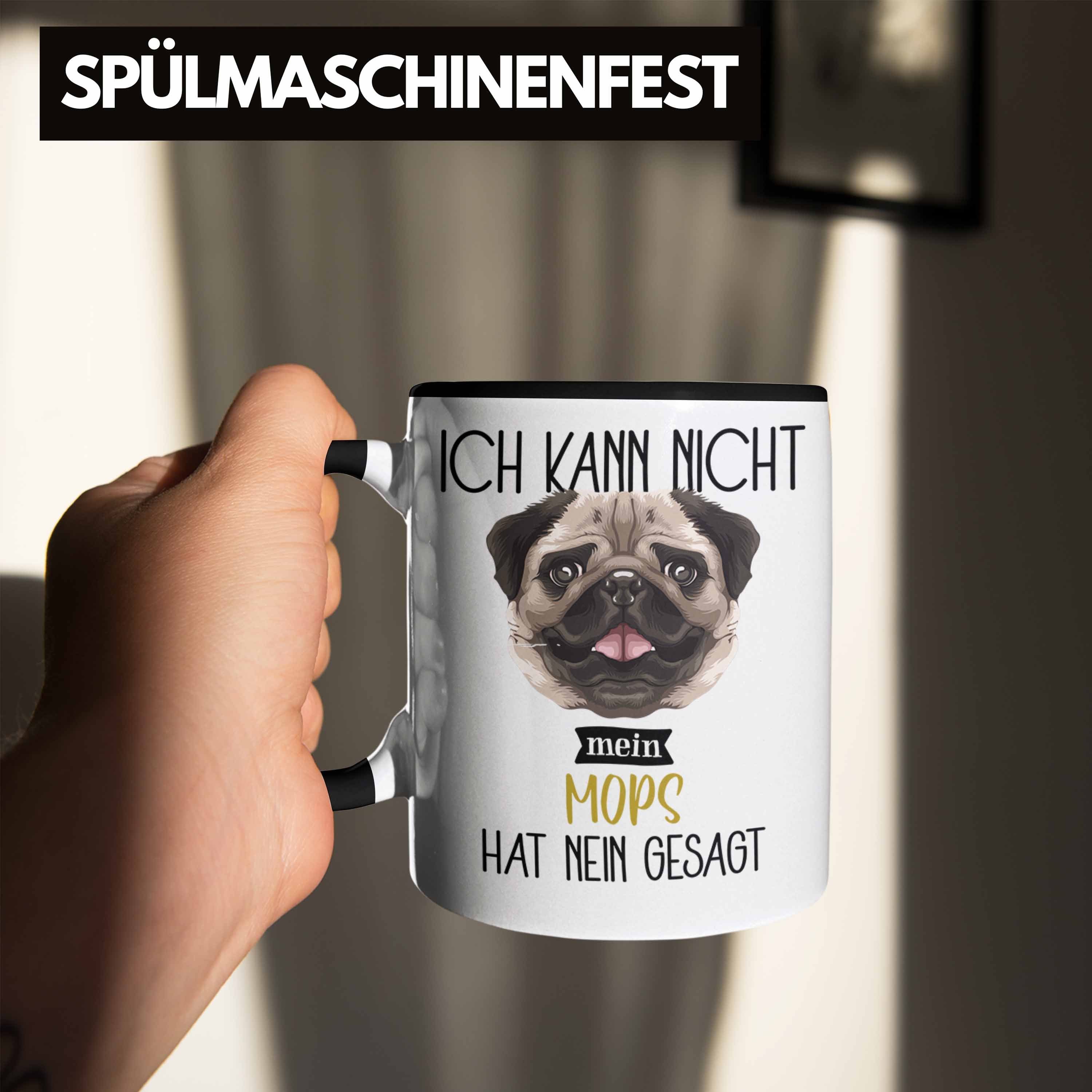 Trendation Tasse Mops Besitzer Tasse Schwarz Geschenkidee Ich Lustiger Geschenk Nic Kann Spruch