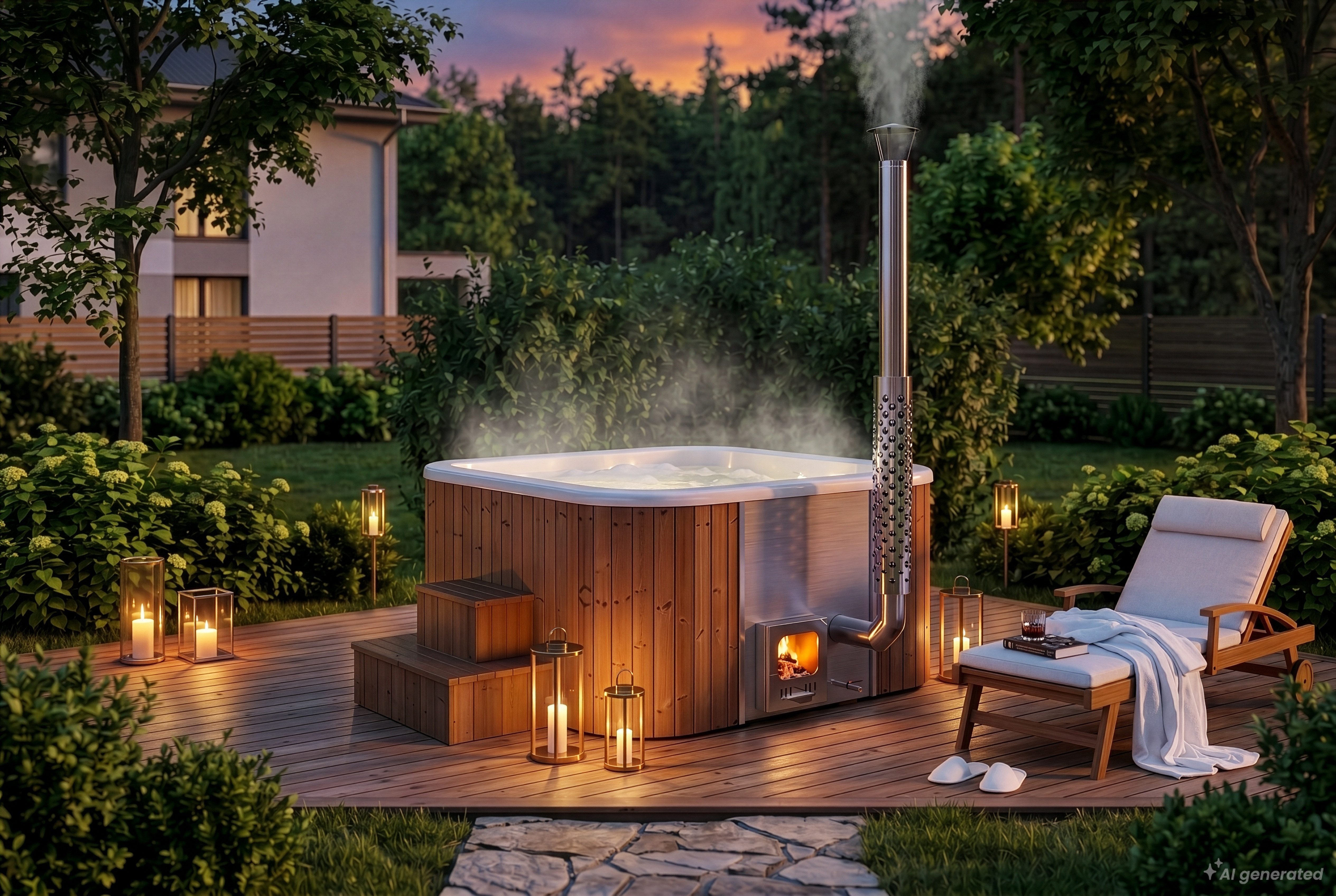 FinnTherm Badebottich ScandiTub Premium Spa Edition, in Weiß