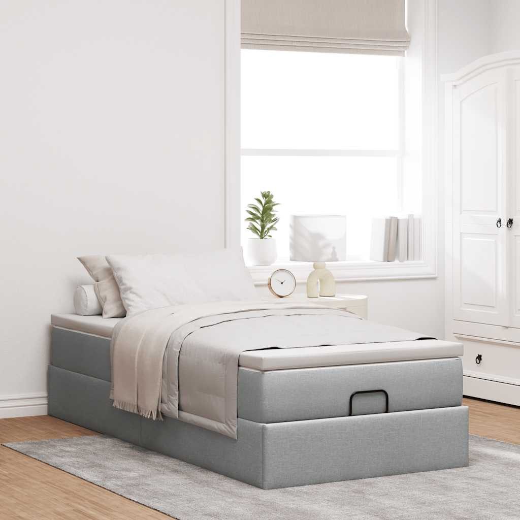 vidaXL Bett Ottoman-Bett mit Matratze Hellgrau günstig online kaufen