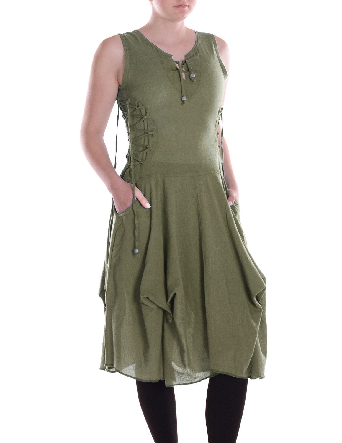 Vishes Midikleid Knielanges Kleid Baumwolle Casual günstig online kaufen