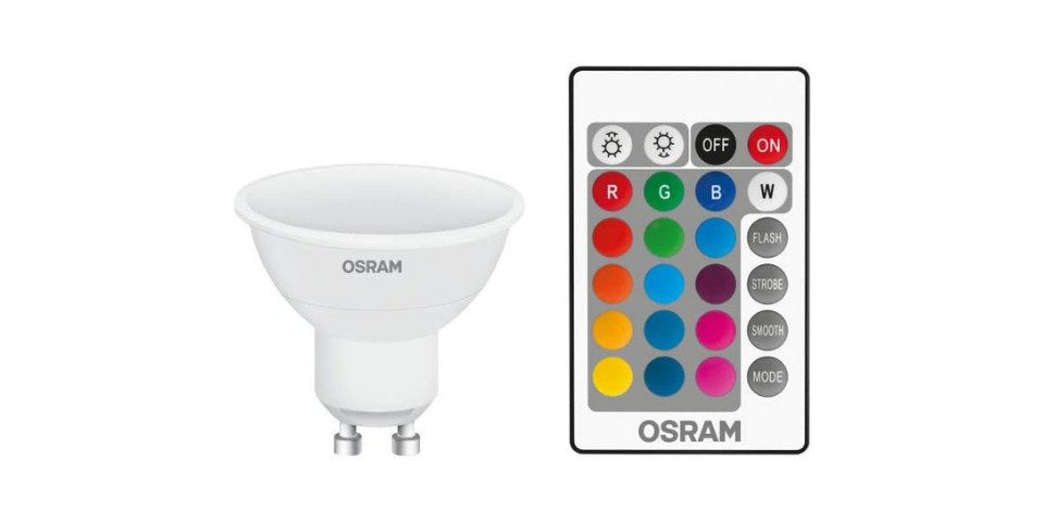 Osram LED-Leuchtmittel OSRAM® LED GU10 RGBW PAR16 Reflektorlampe, GU10, 1 St., Warmweiß, steuerbar, Dimmbar, Energiesparend, Farbwechsel, RGB