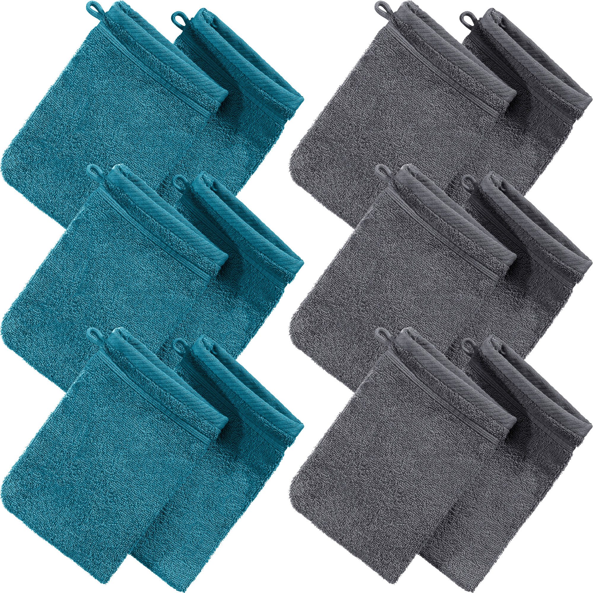 Erwin Müller Handtuch Set Waschhandschuh "Heidelberg" 12er-Pack, Frottier, Walk-Frottier Uni
