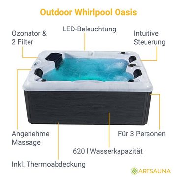 Artsauna Whirlpool Oasis, (Spa mit Massagedüsen, LED-Beleuchtung, inkl. Abdeckung)