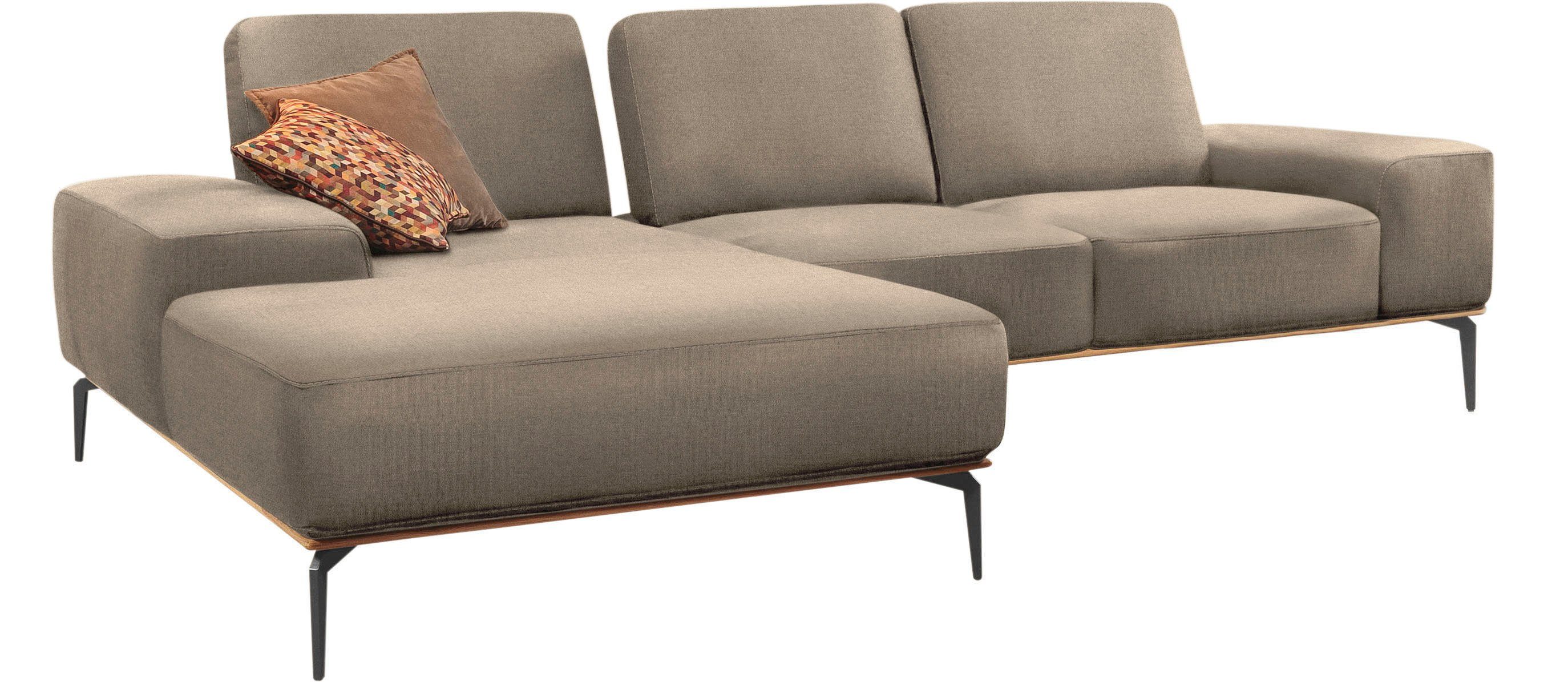 W.SCHILLIG Ecksofa run, Designsofa mit tollem Sitzkomfort, bequem, L-Form, mit Holzsockel, Füße in Schwarz pulverbeschichtet, Breite 279 cm