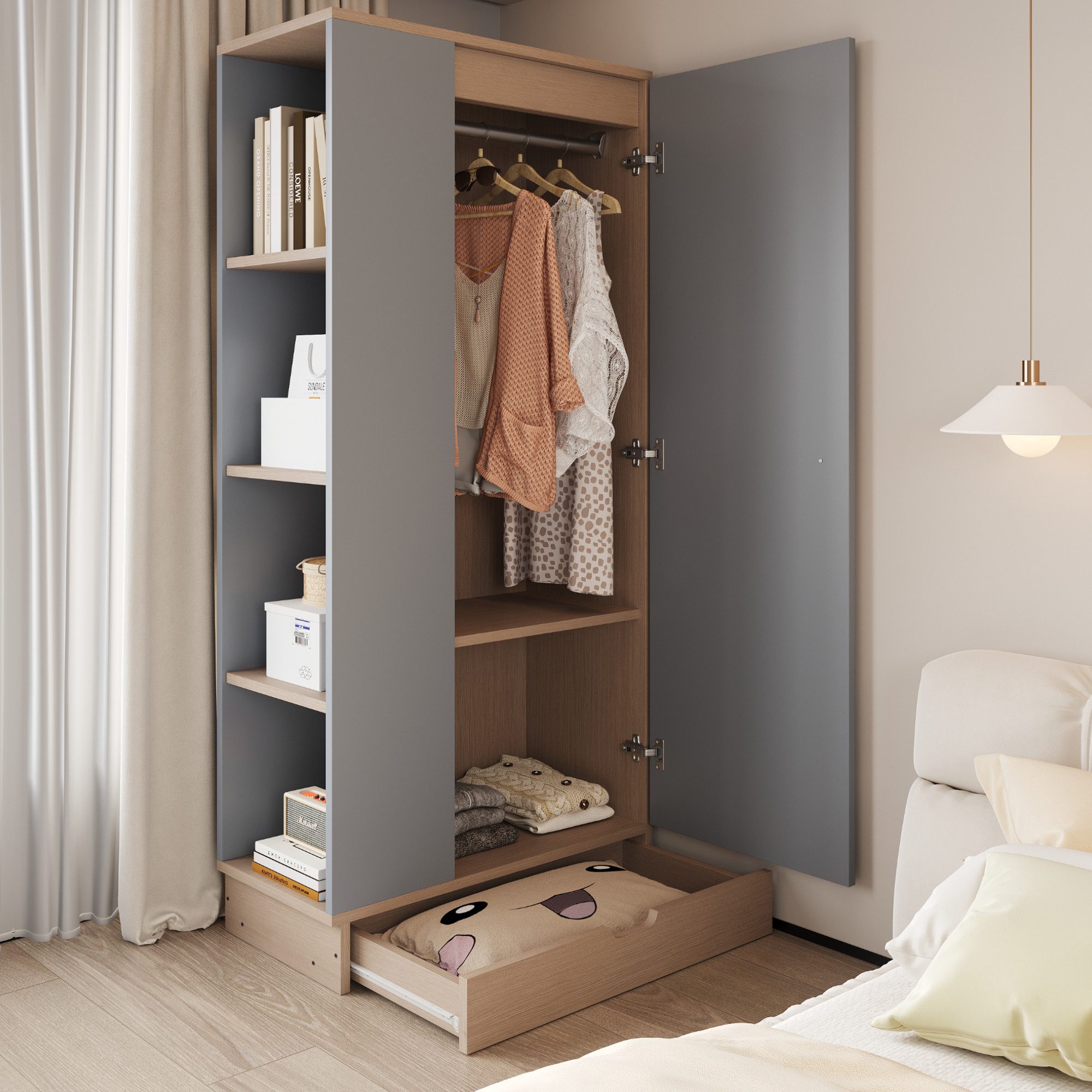 OKWISH Kleiderschrank Schrank,eintürige Ausführung,mit Einlegeböden und günstig online kaufen