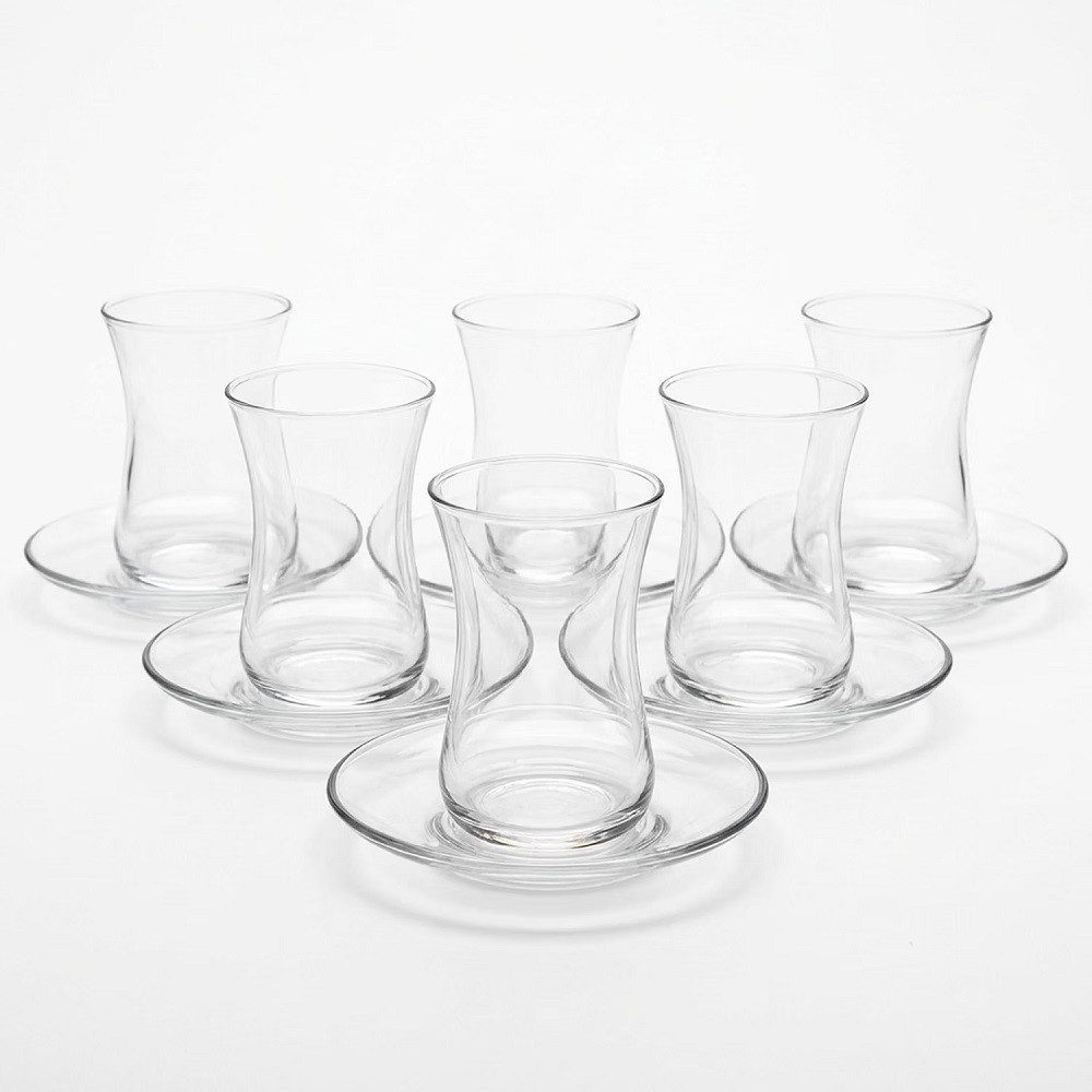 Der Porzellan-Laden Cappuccinotasse Der-Porzellan-Laden by Pasabahce Heybeli Teeglas mit Untertasse 160, Kristallglas