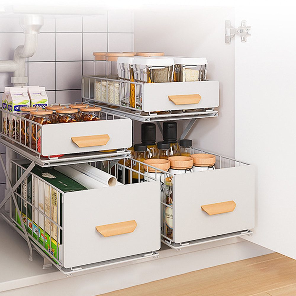 JEOBEST Küchenregal Regal mit 2 Korb-Auszügen, Unterschrankregal, Unter Was günstig online kaufen