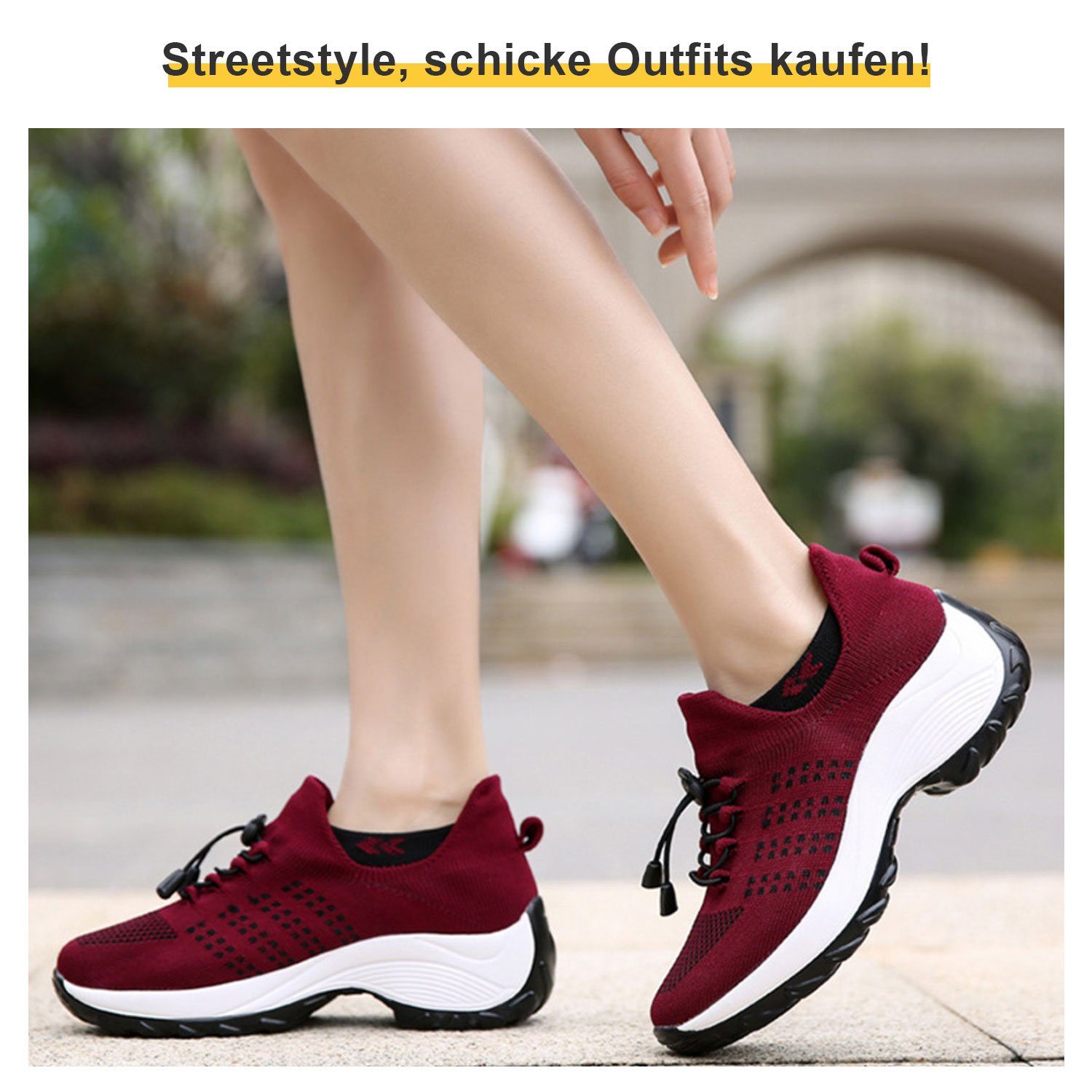 Bequeme Damen Walkingschuh Daisred Sportschuhe Rot Wanderschuhe Freizeitschuhe